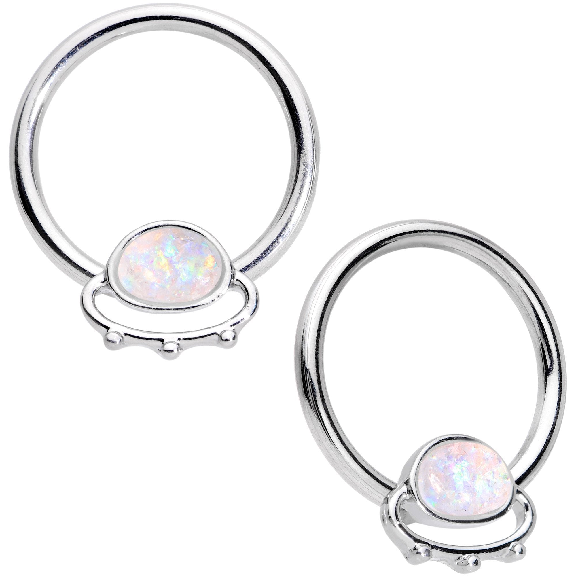 14G 13mm Blue Gem Faux Druzy UFO BCR Captive Nipple Ring Set Of 4