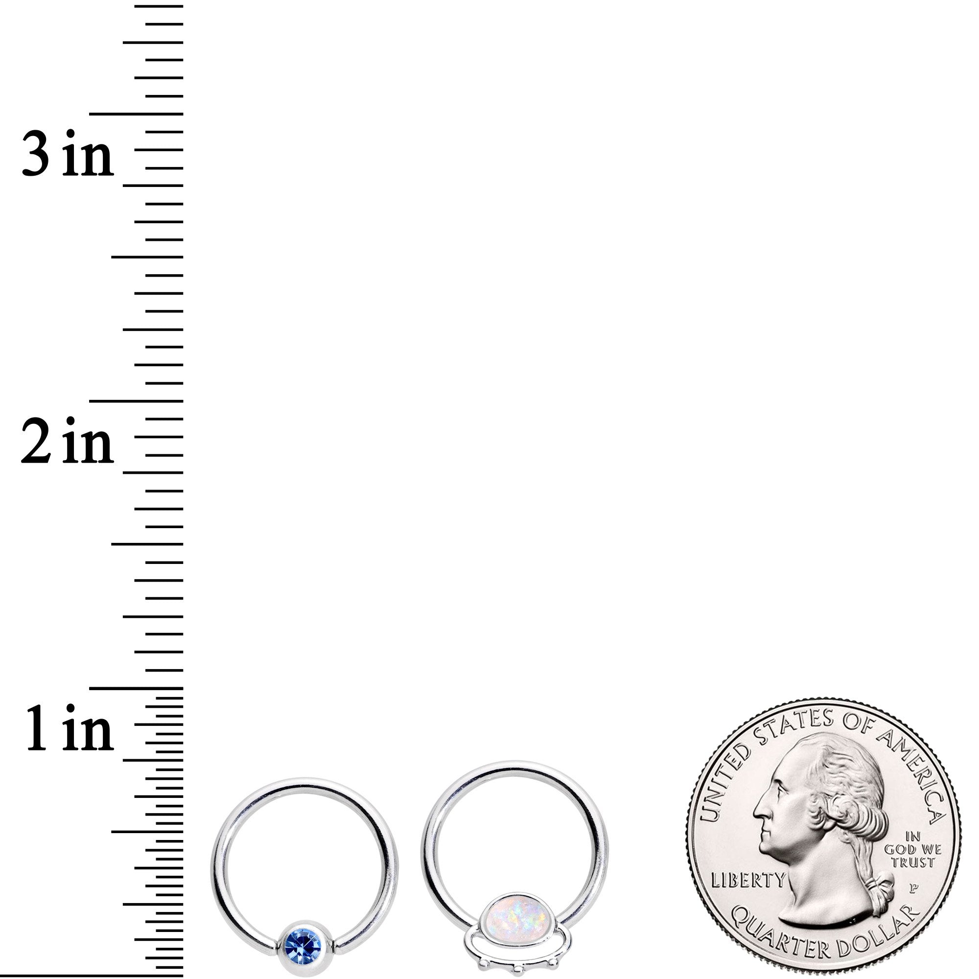 14G 13mm Blue Gem Faux Druzy UFO BCR Captive Nipple Ring Set Of 4