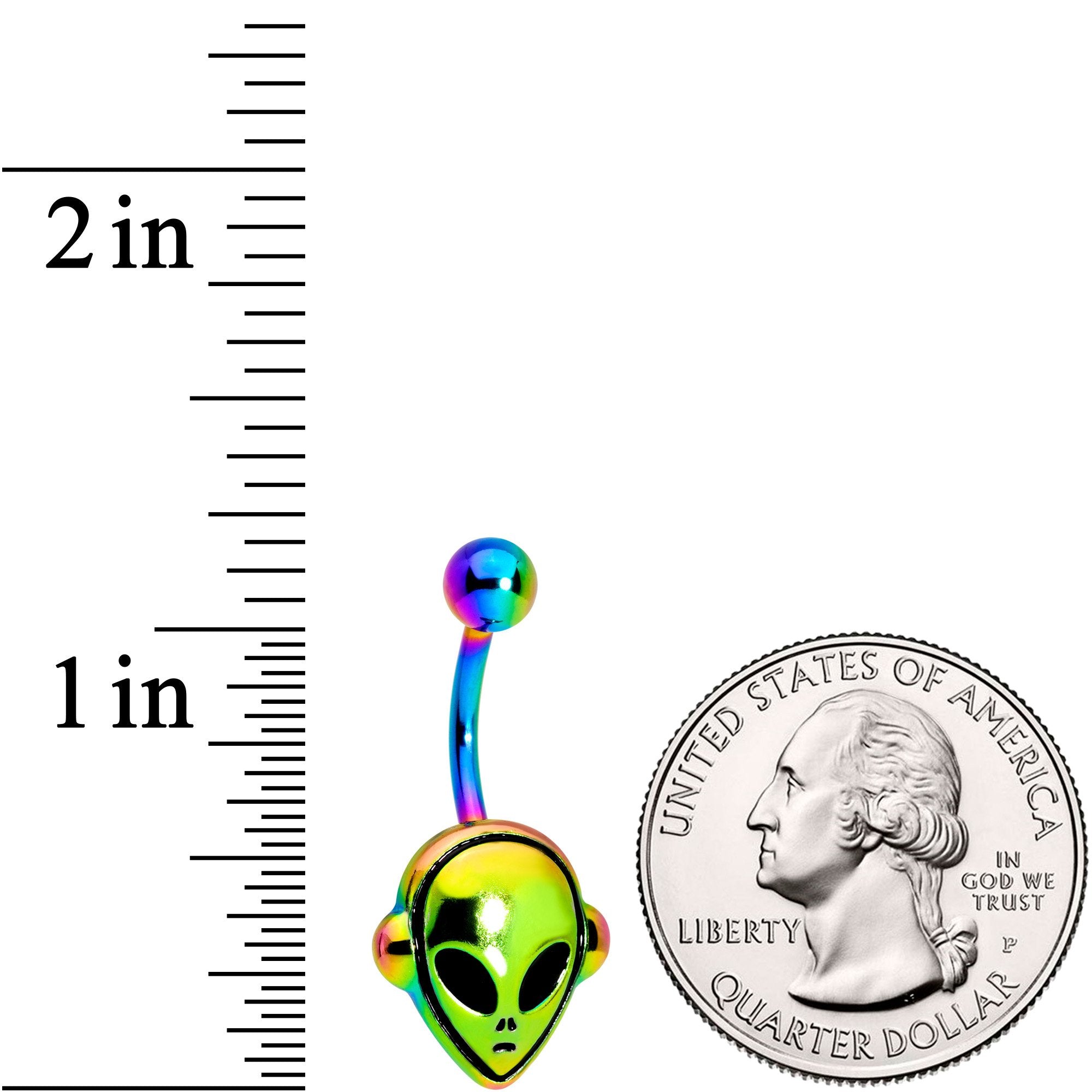 Rainbow PVD Creepy Space Alien Belly Ring