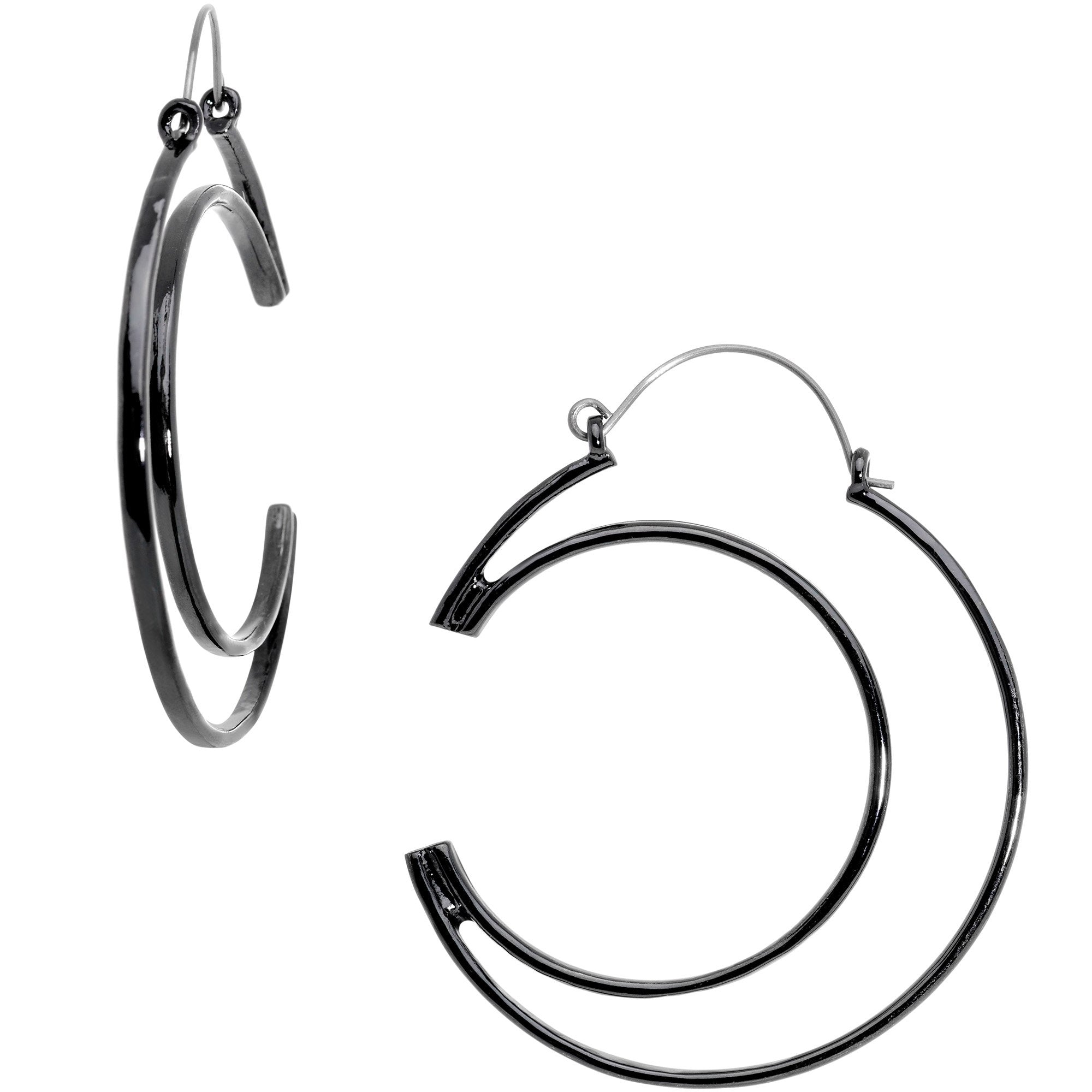 Black Howl at the Moon Crescent Moon Tunnel Plug Earrings