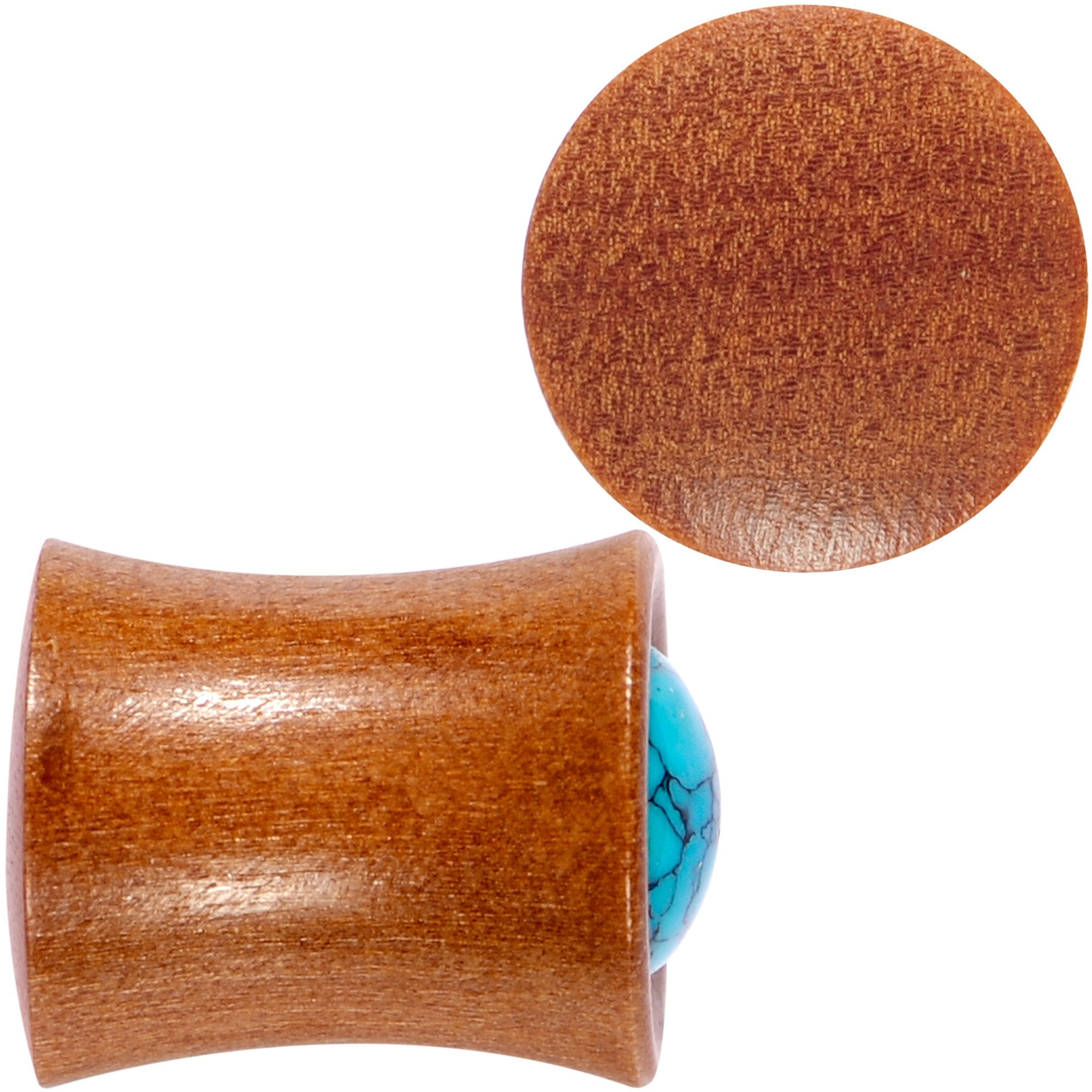 Turquoise Stone Sawo Wood Earth Sky Saddle Plug Set 5mm to 25mm