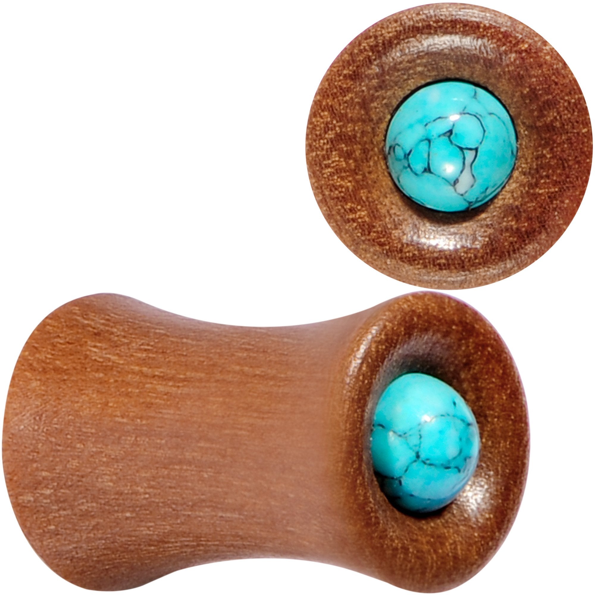 Turquoise Stone Sawo Wood Earth Sky Saddle Plug Set 5mm to 25mm