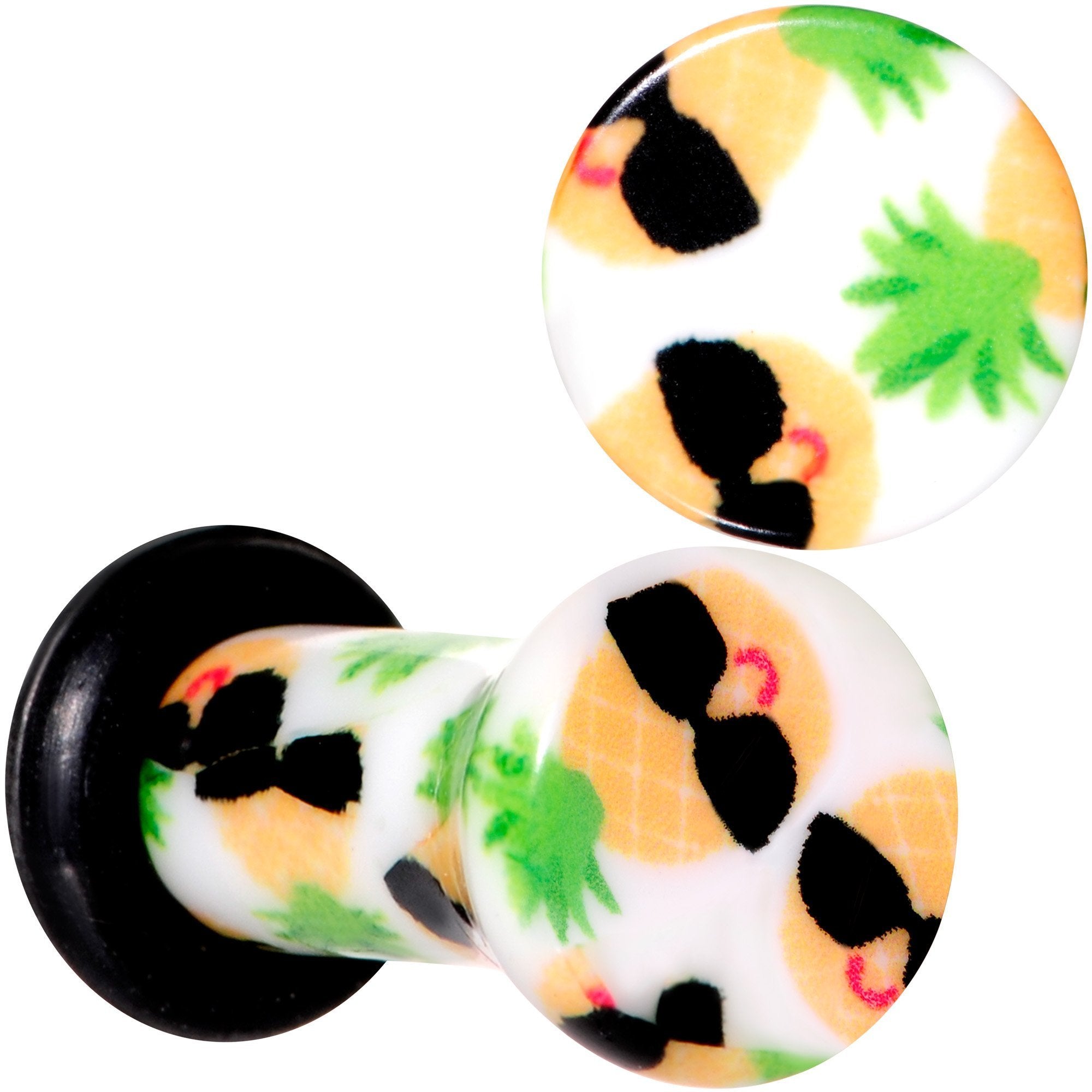 White Acrylic Hip Sunglasses Pineapple Single Flare Plug Set Sizes 3mm to 16mm