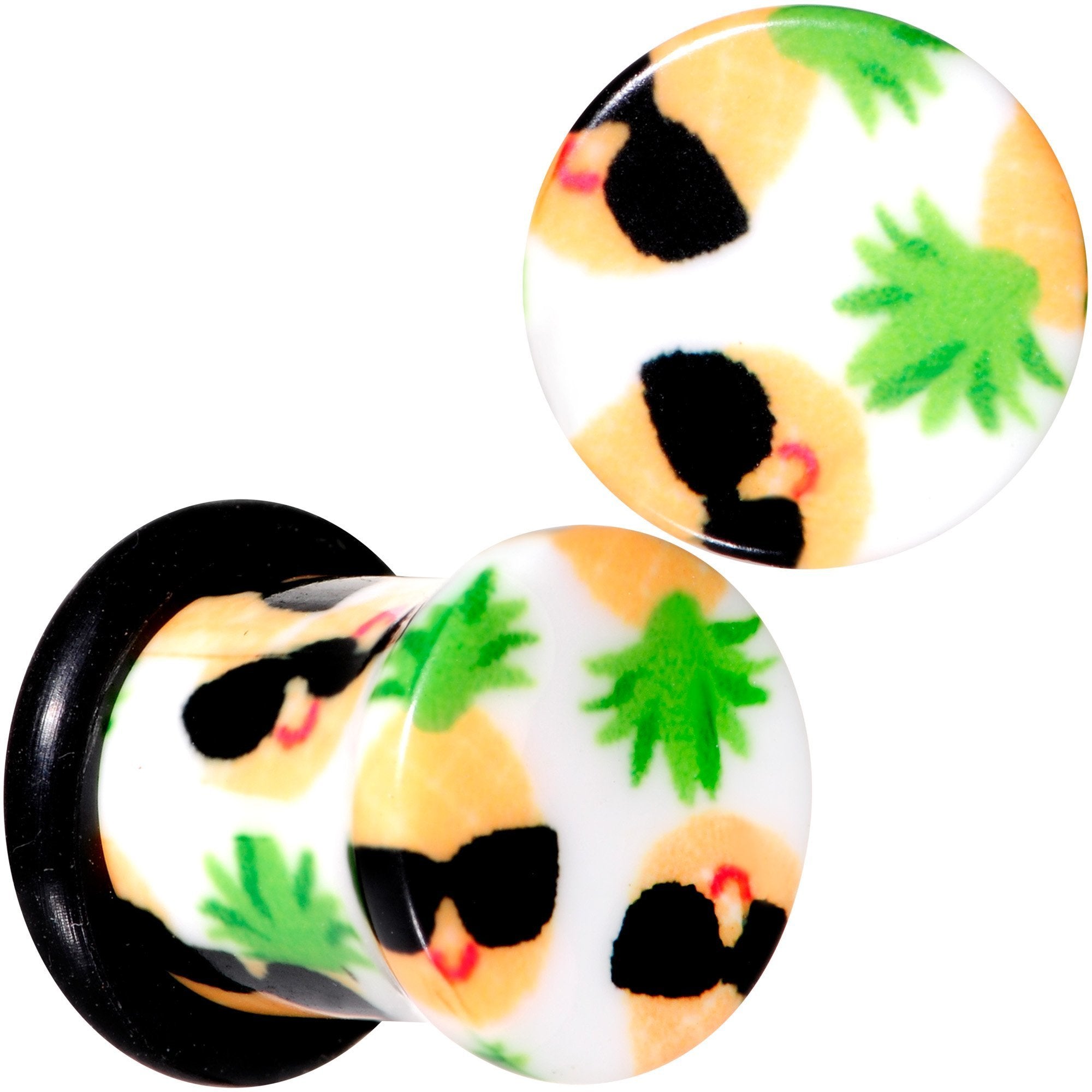 White Acrylic Hip Sunglasses Pineapple Single Flare Plug Set Sizes 3mm to 16mm