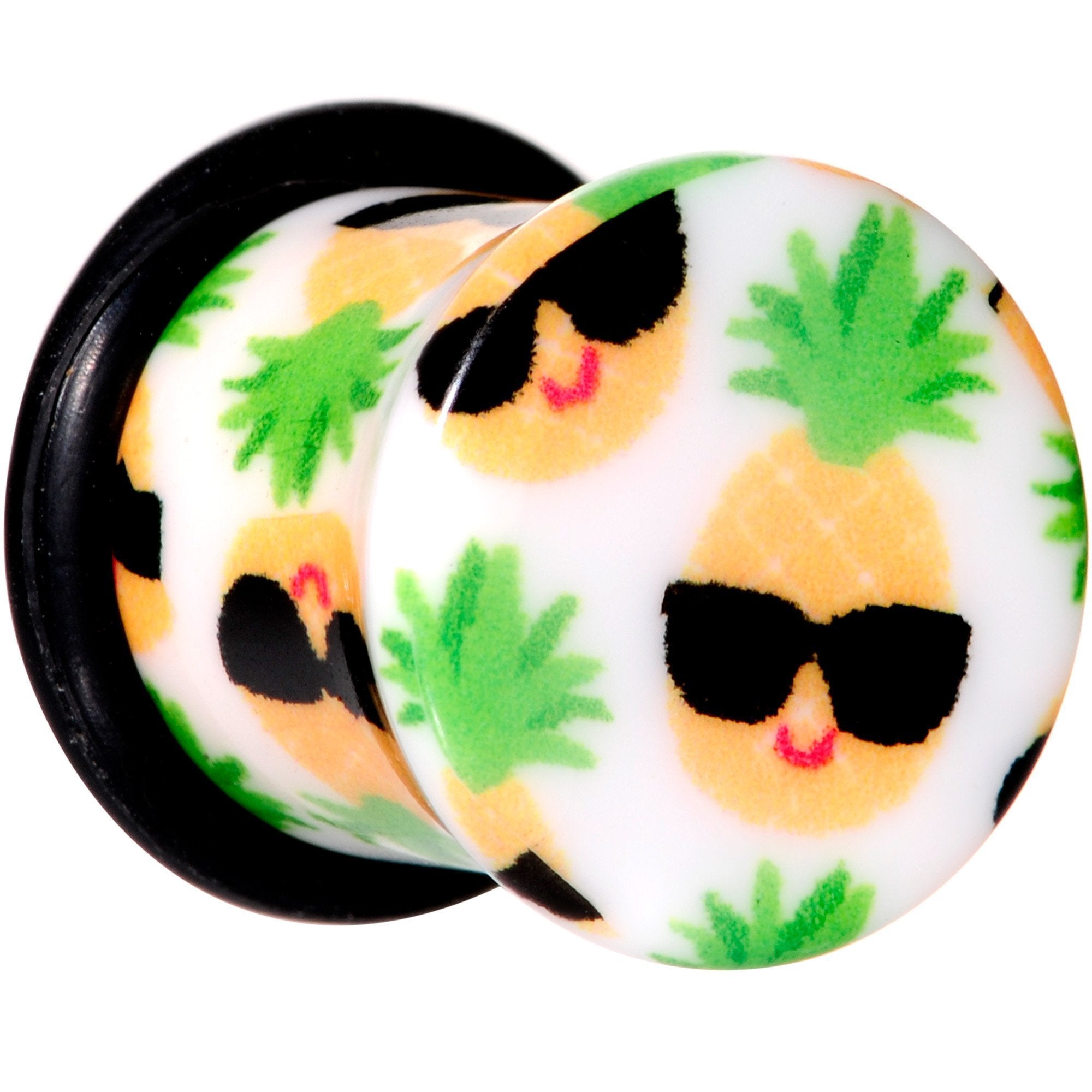 White Acrylic Hip Sunglasses Pineapple Single Flare Plug Set Sizes 3mm to 16mm