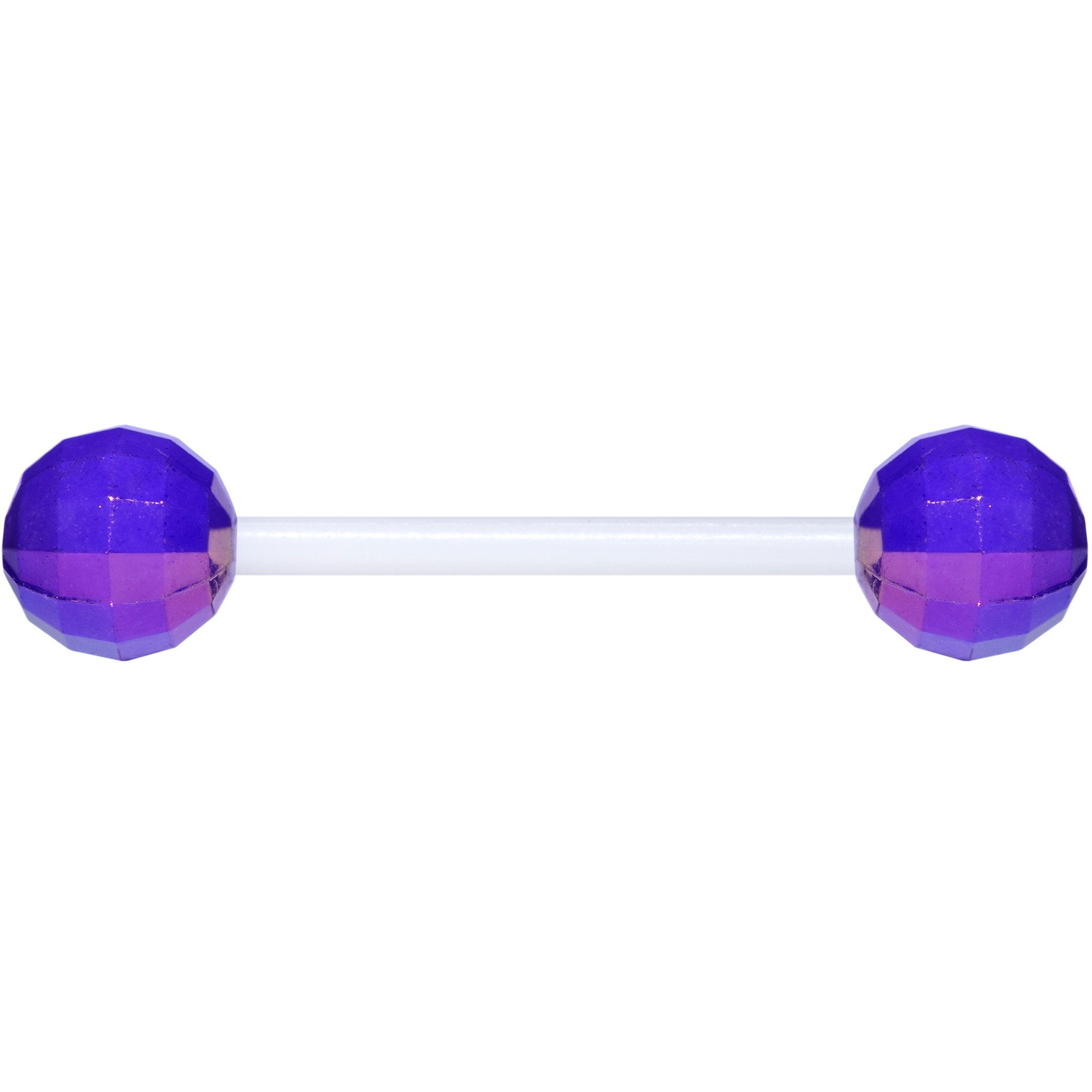 Flexible Acrylic Iridescent Purple Disco Ball Barbell Tongue Ring