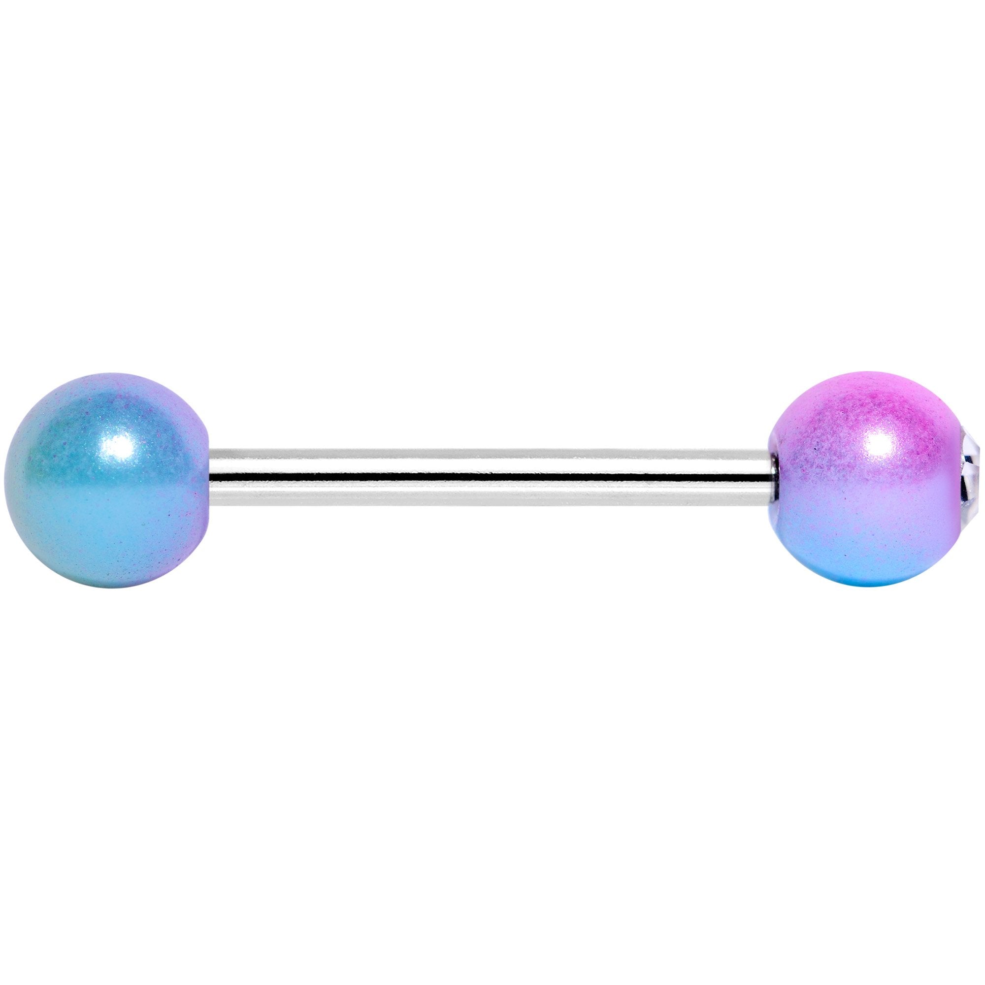 Clear Gem Blue Pink Pearlescent Barbell Tongue Ring