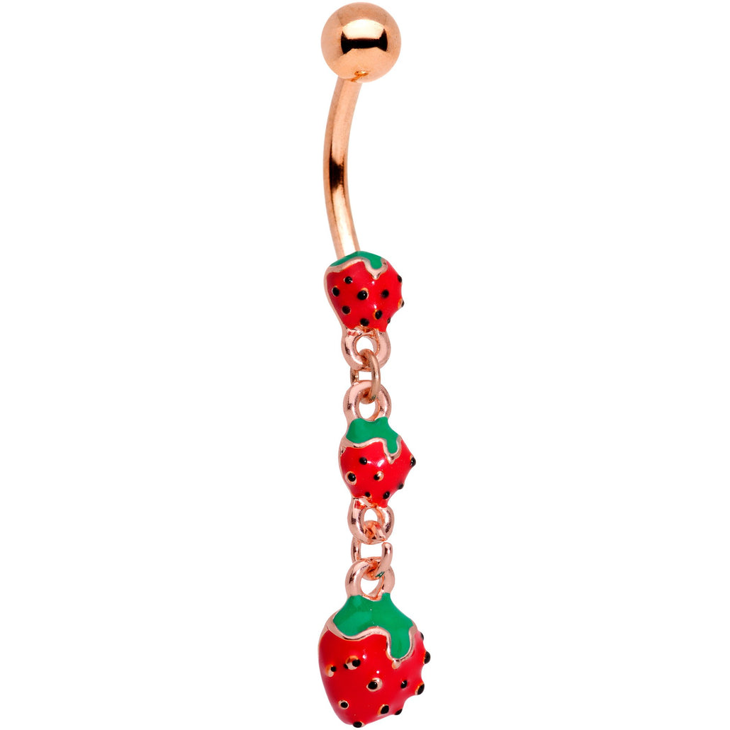 Gold Tone Beautiful Berry Bounty Dangle Belly Ring