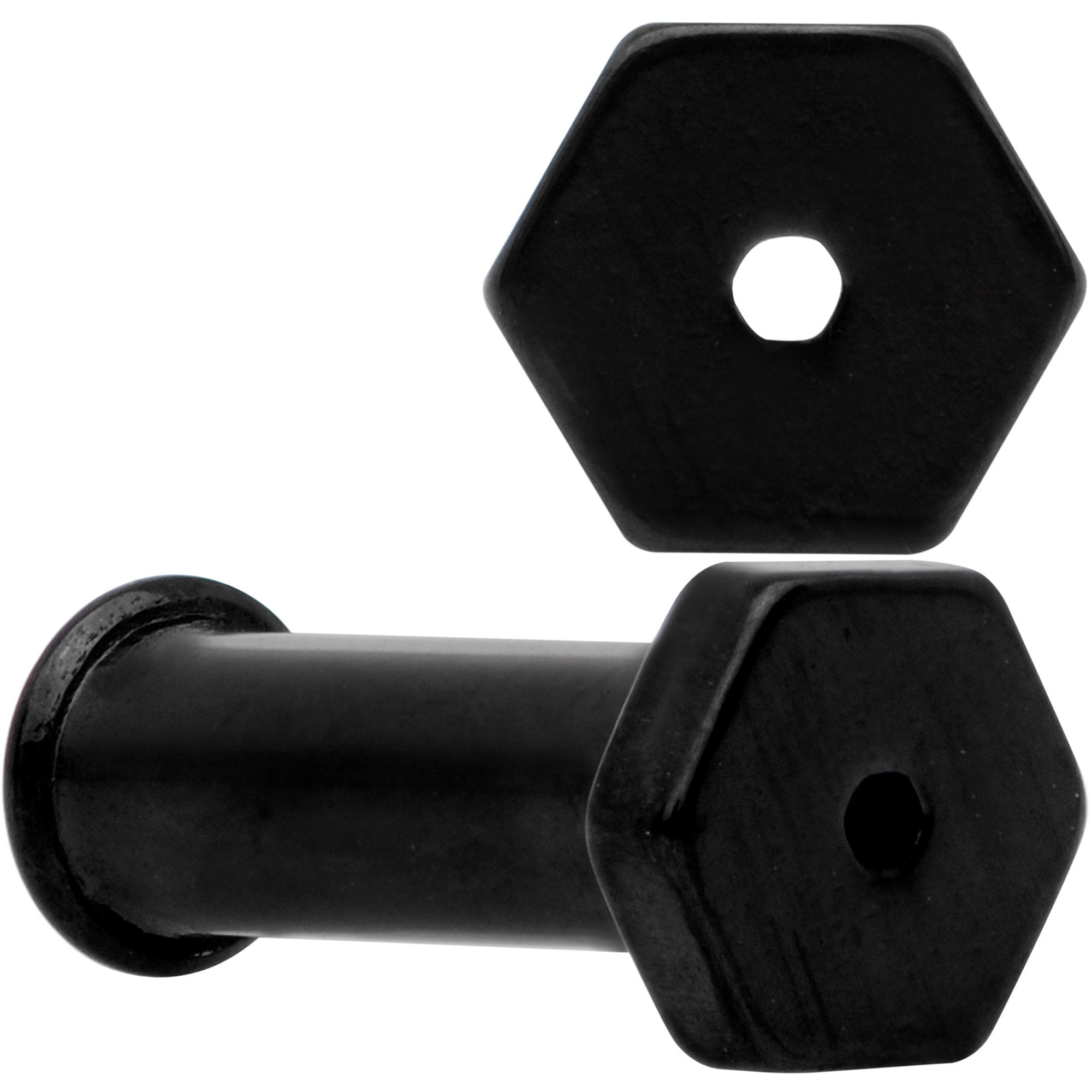 Black Geometric Hexagon Double Flare Tunnel Plug Set 3mm to 25mm