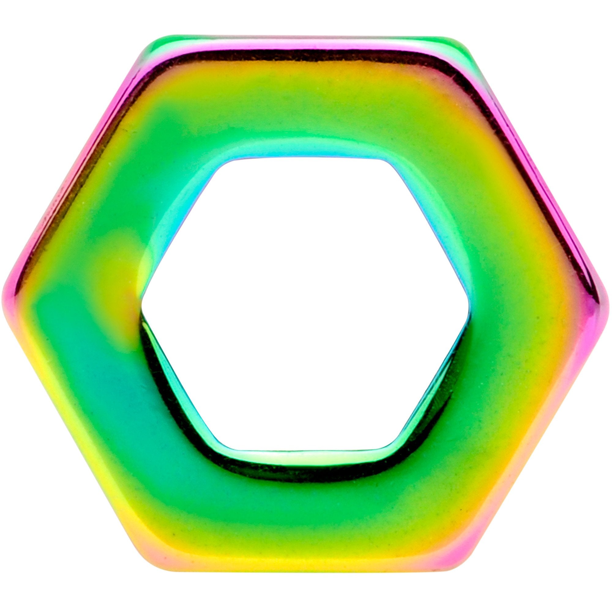 Rainbow Geometric Hexagon Double Flare Tunnel Plug Set 3mm to 25mm