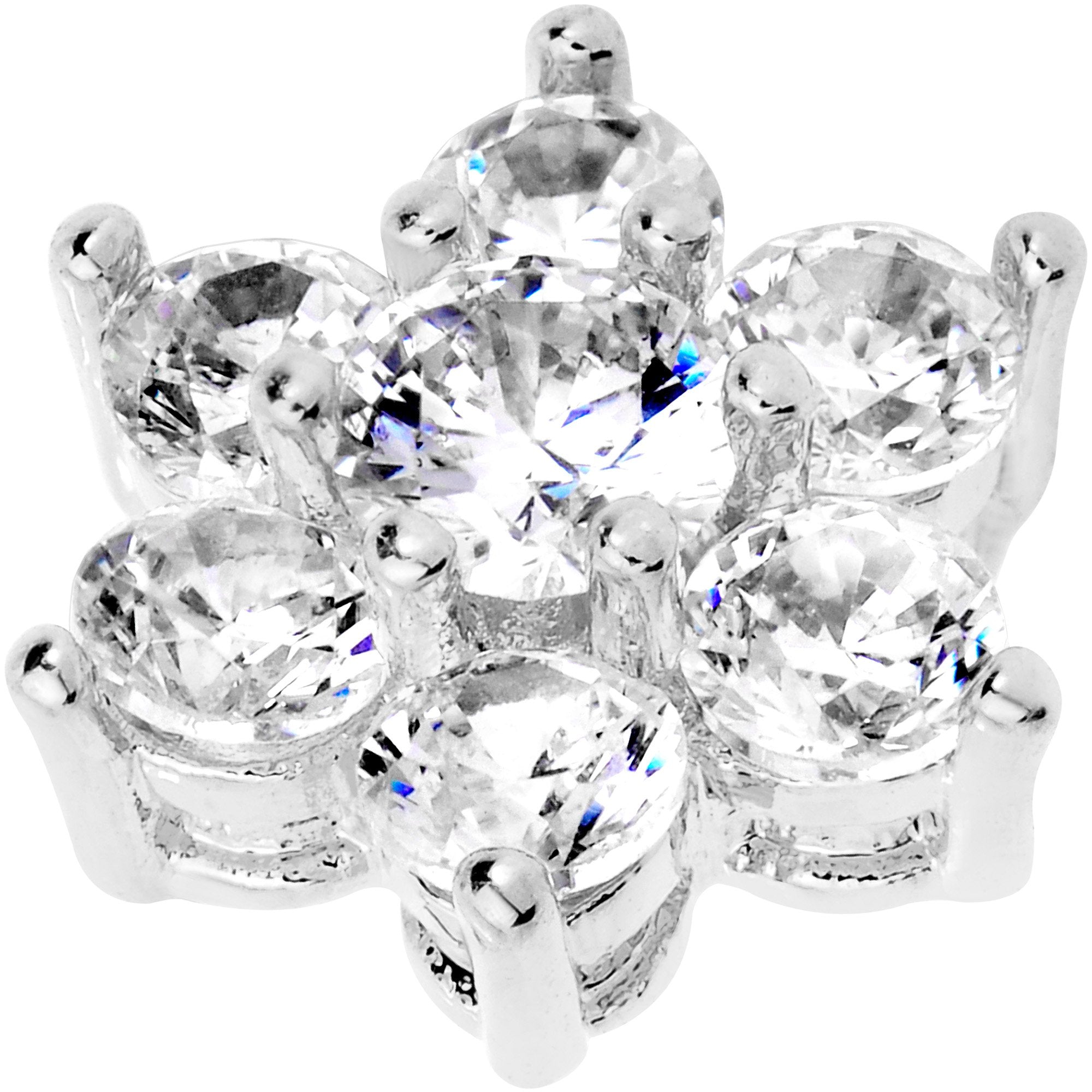 14G Clear Cubic Zirconia Gem Flower Dermal Anchor Top