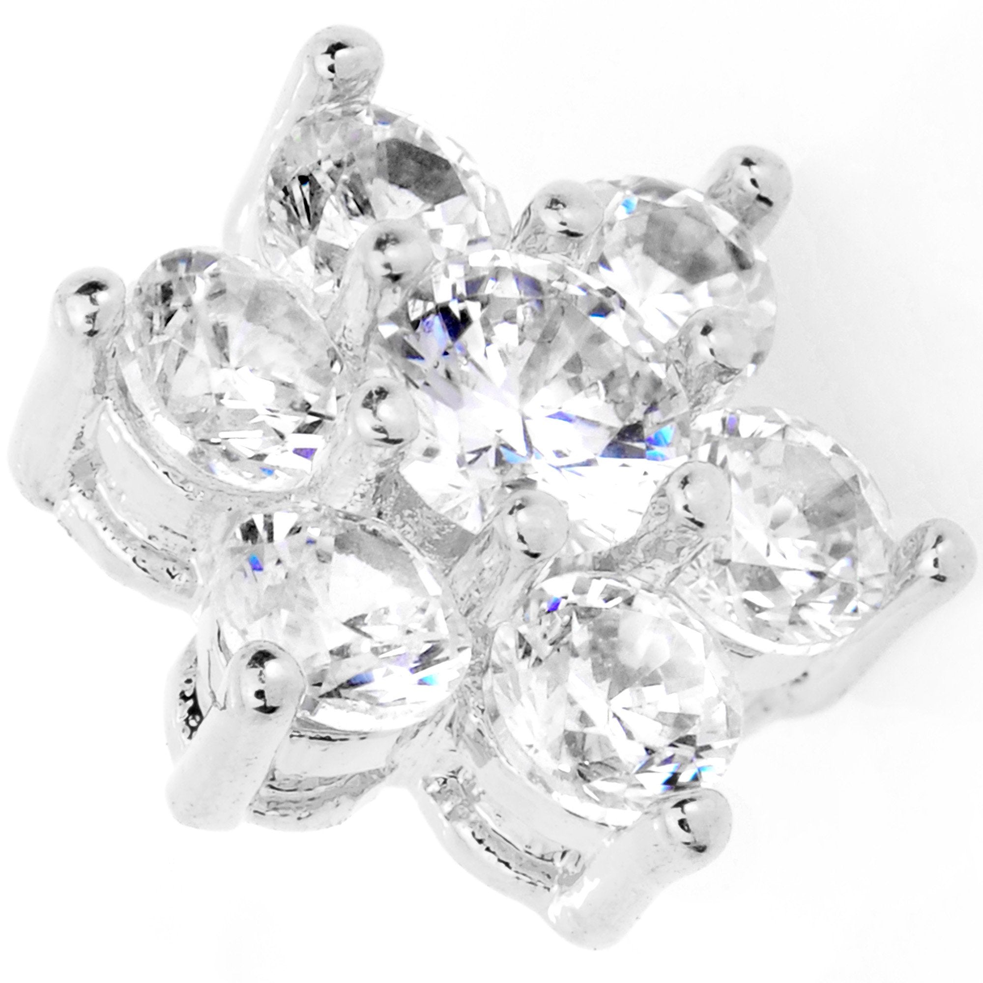 14G Clear Cubic Zirconia Gem Flower Dermal Anchor Top