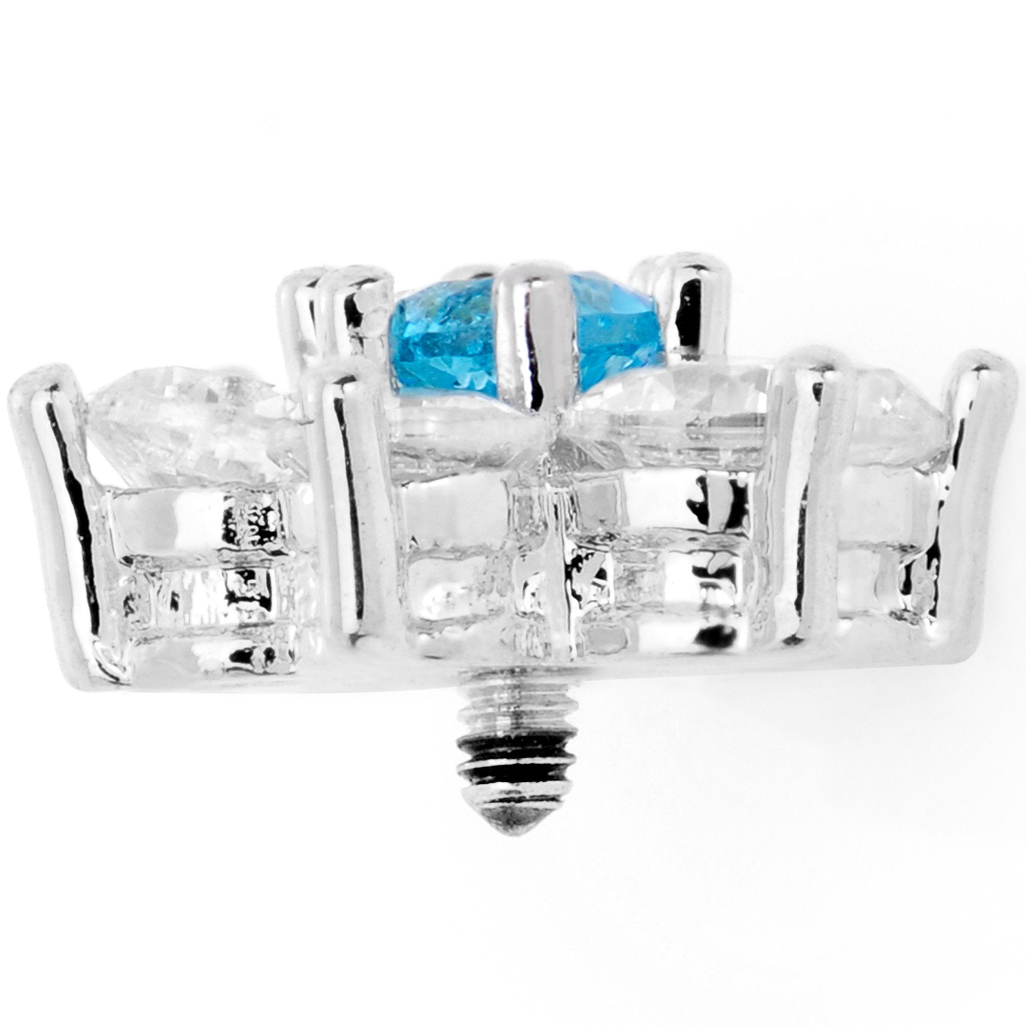14G Clear Aqua Cubic Zirconia Gem Flower Dermal Anchor Top