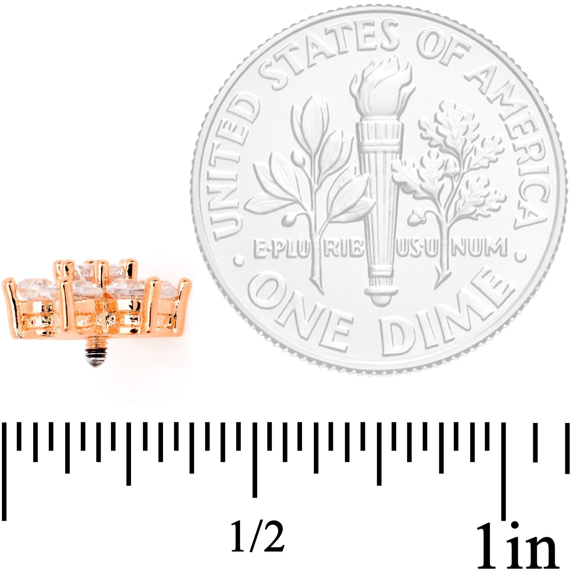 14G Clear CZ Gem Rose Gold Tone Flower Dermal Anchor Top