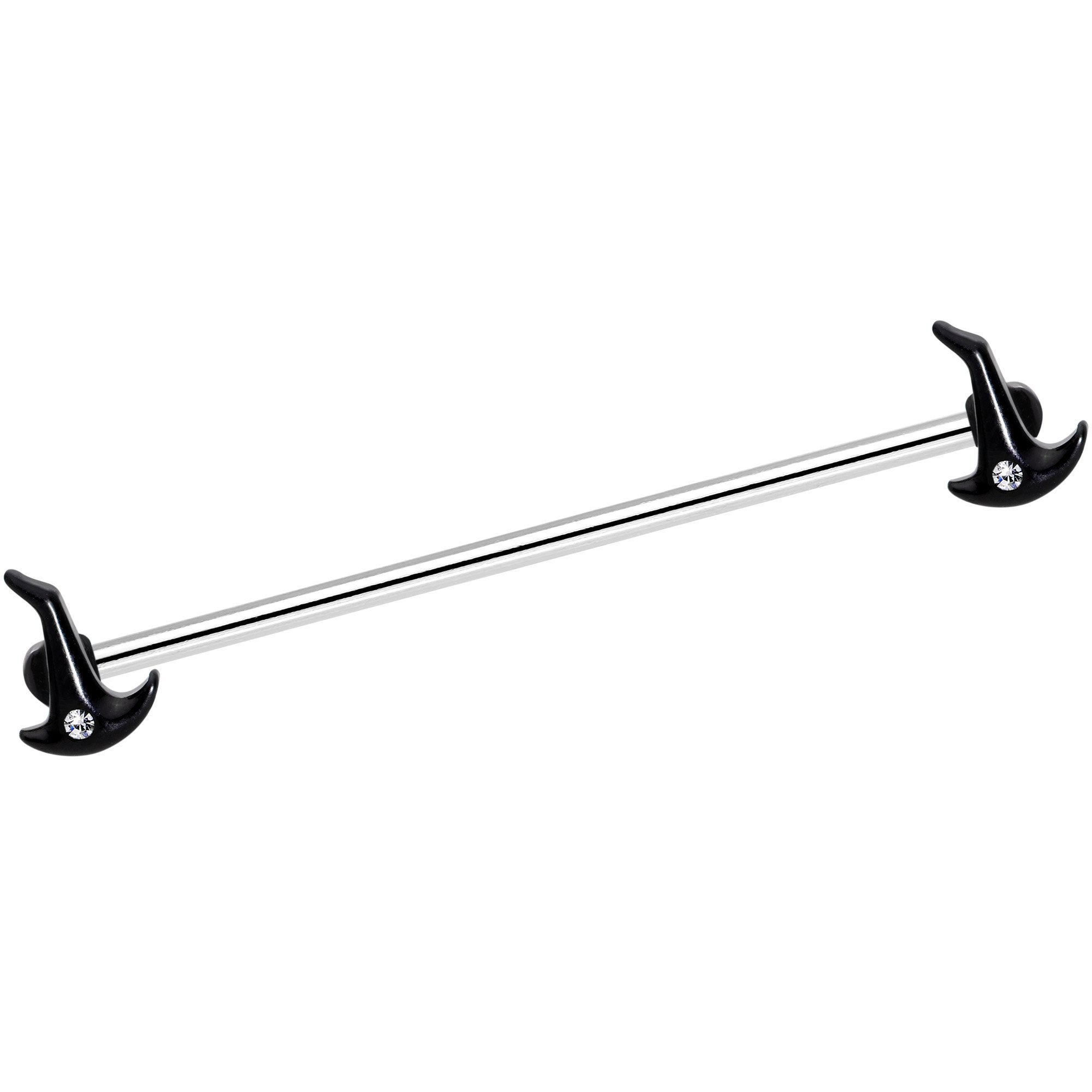 14G Clear Gem Black Halloween Witch Hat Industrial Barbell 38mm