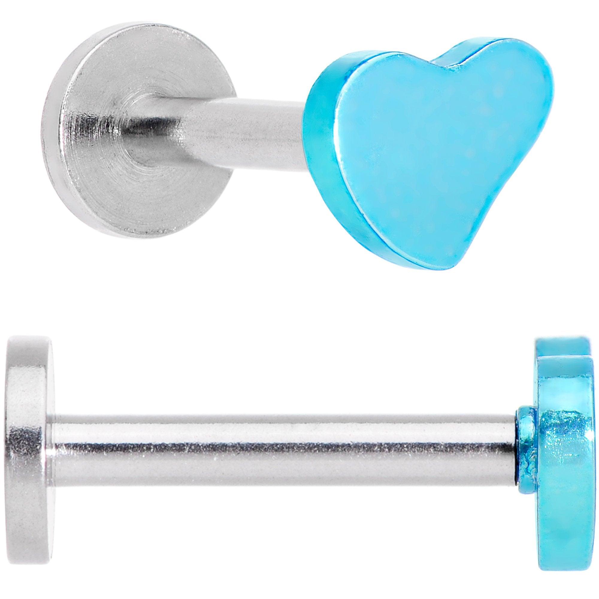 16G 5/16 Multicolor Internally Threaded Heart Labret Set of 4