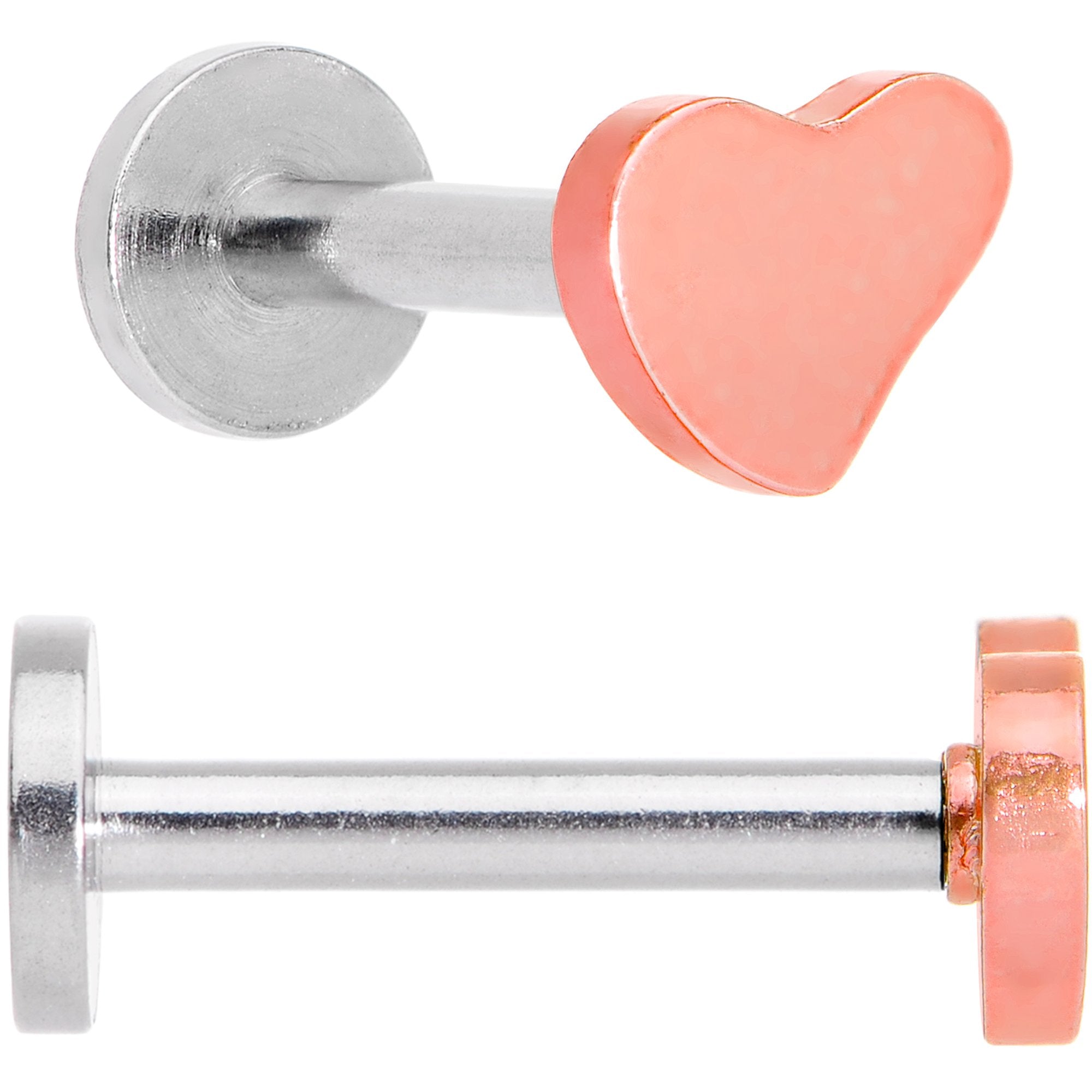 16G 5/16 Multicolor Internally Threaded Heart Labret Set of 4