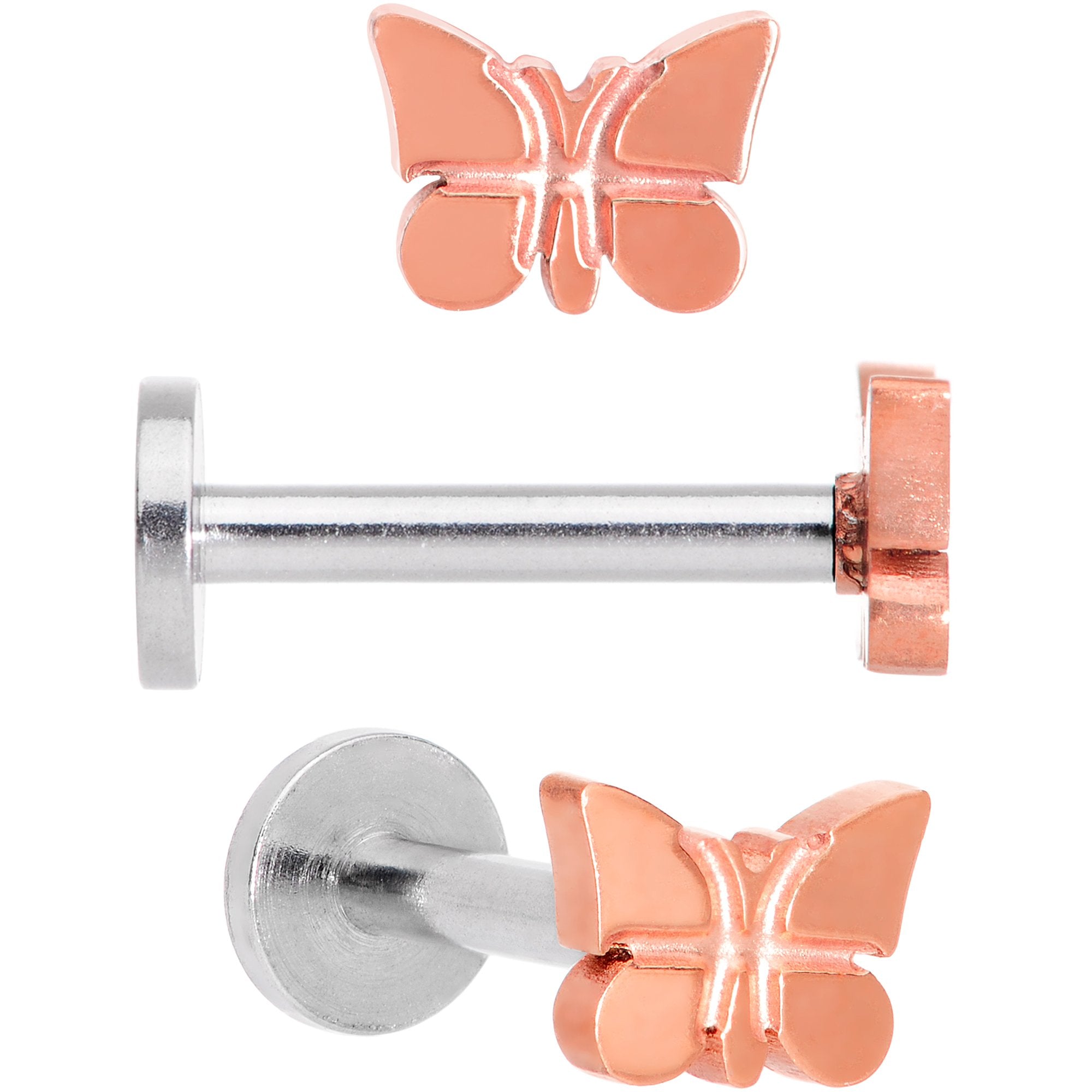 16G MultiColor Internally Threaded Butterfly Labret Set of 4