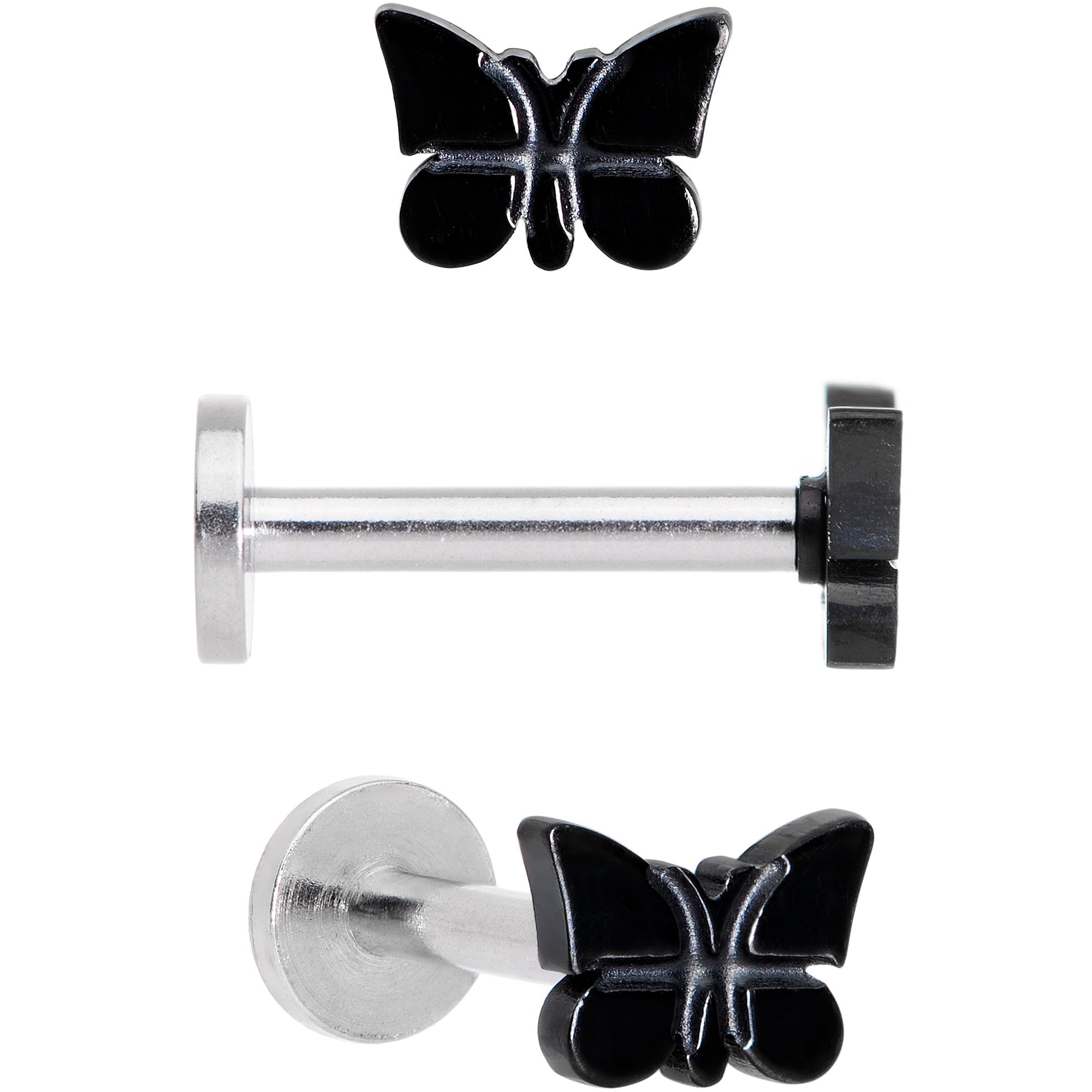 16G MultiColor Internally Threaded Butterfly Labret Set of 4