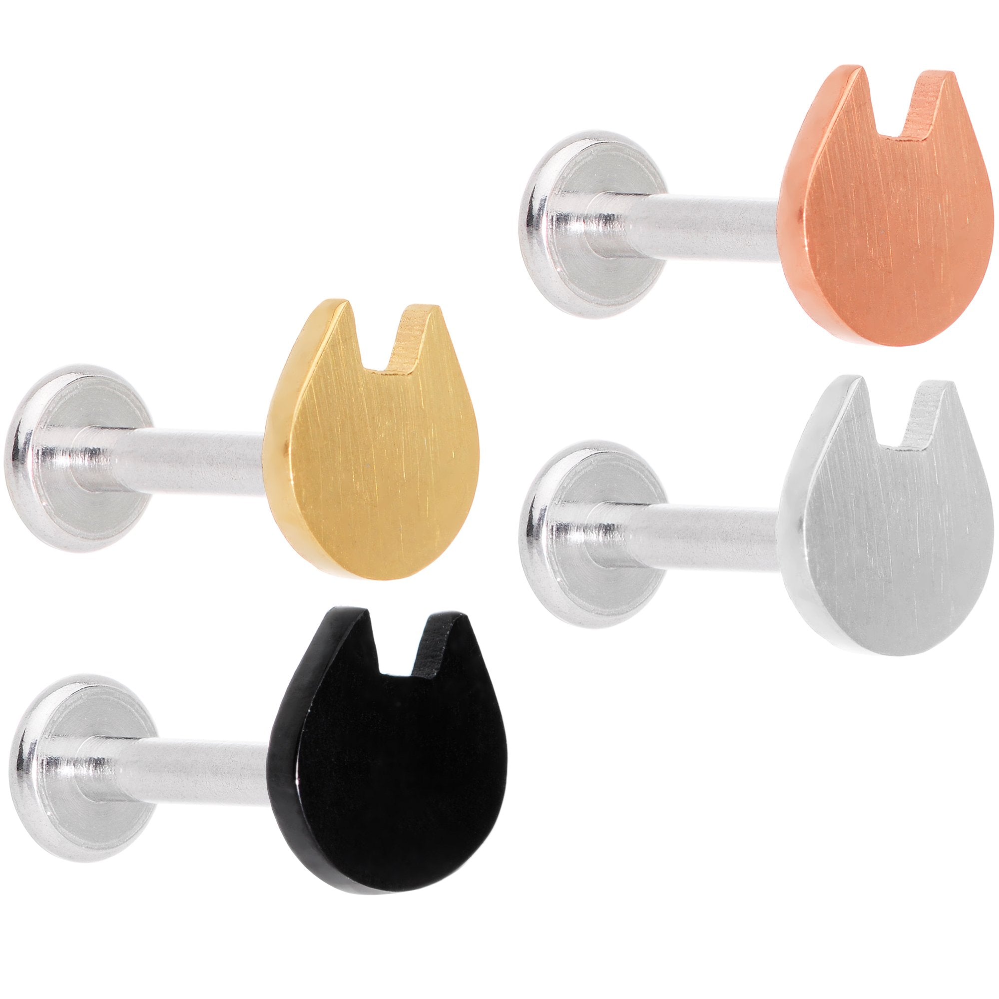 16G 5/16 Multicolor Internally Threaded Cat Labret Set of 4