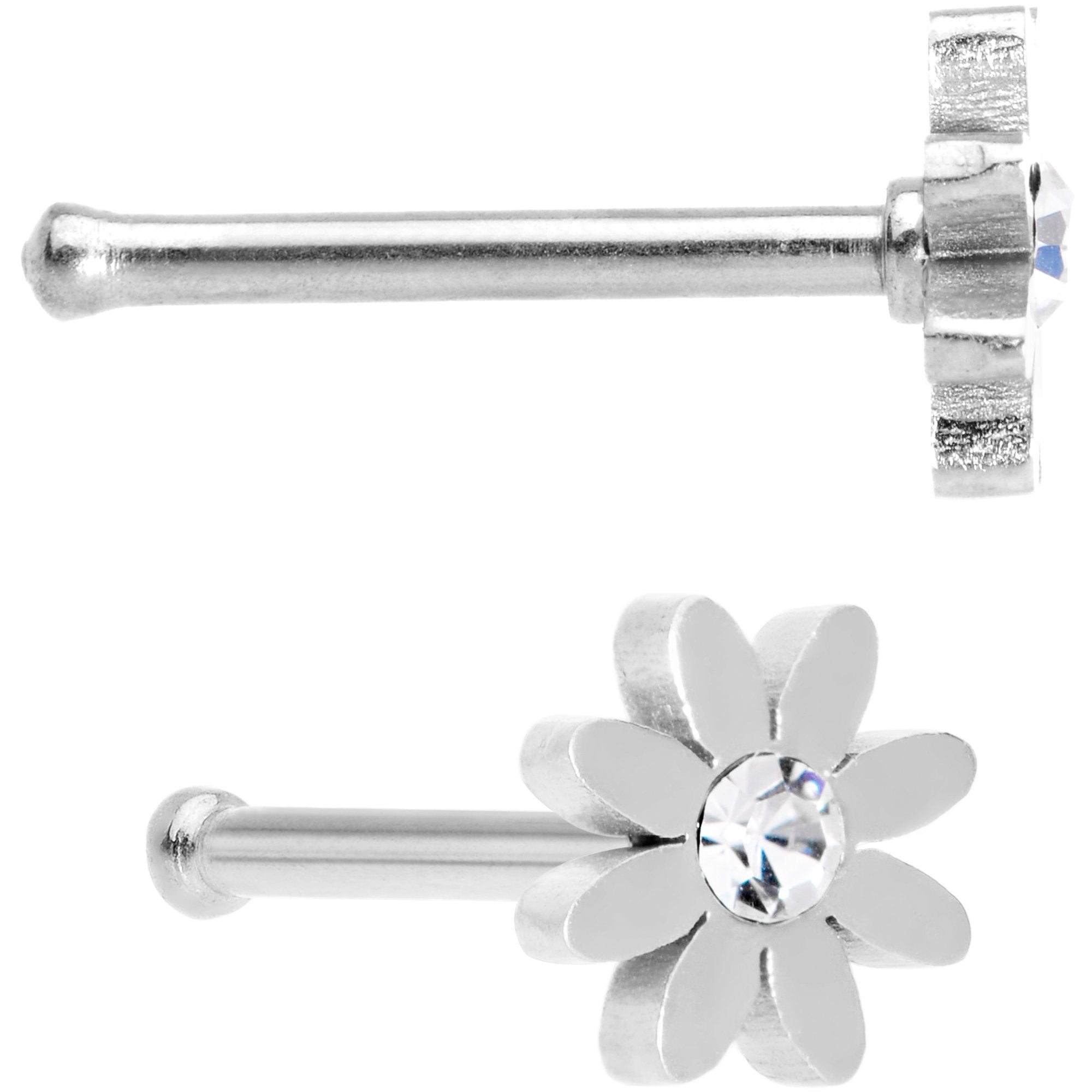 20G 1/4 Clear Gem Multicolor Flower Nose Bone Set of 4