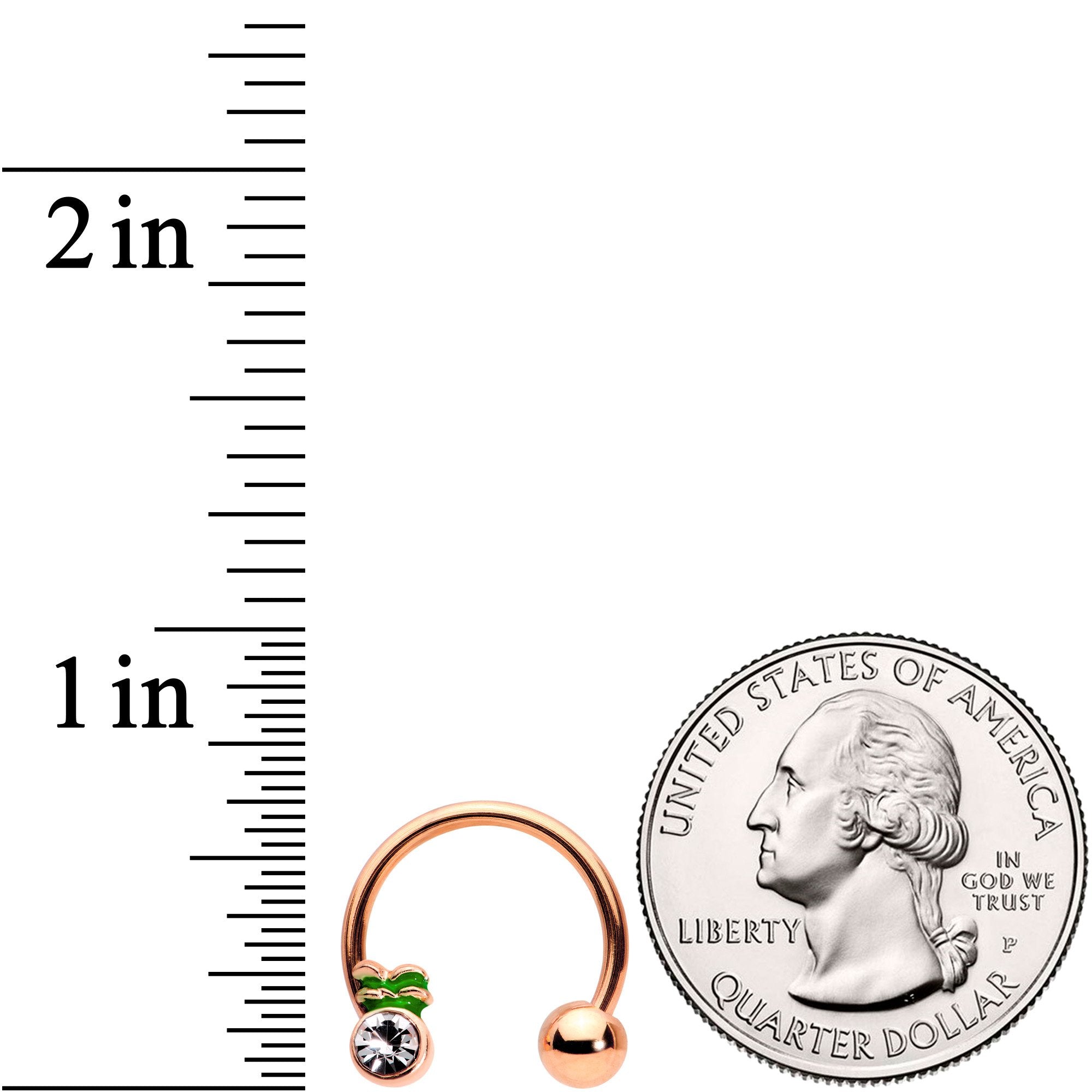 14G Clear Gem Rose Gold Tone Pineapple Horseshoe Nipple Ring Set