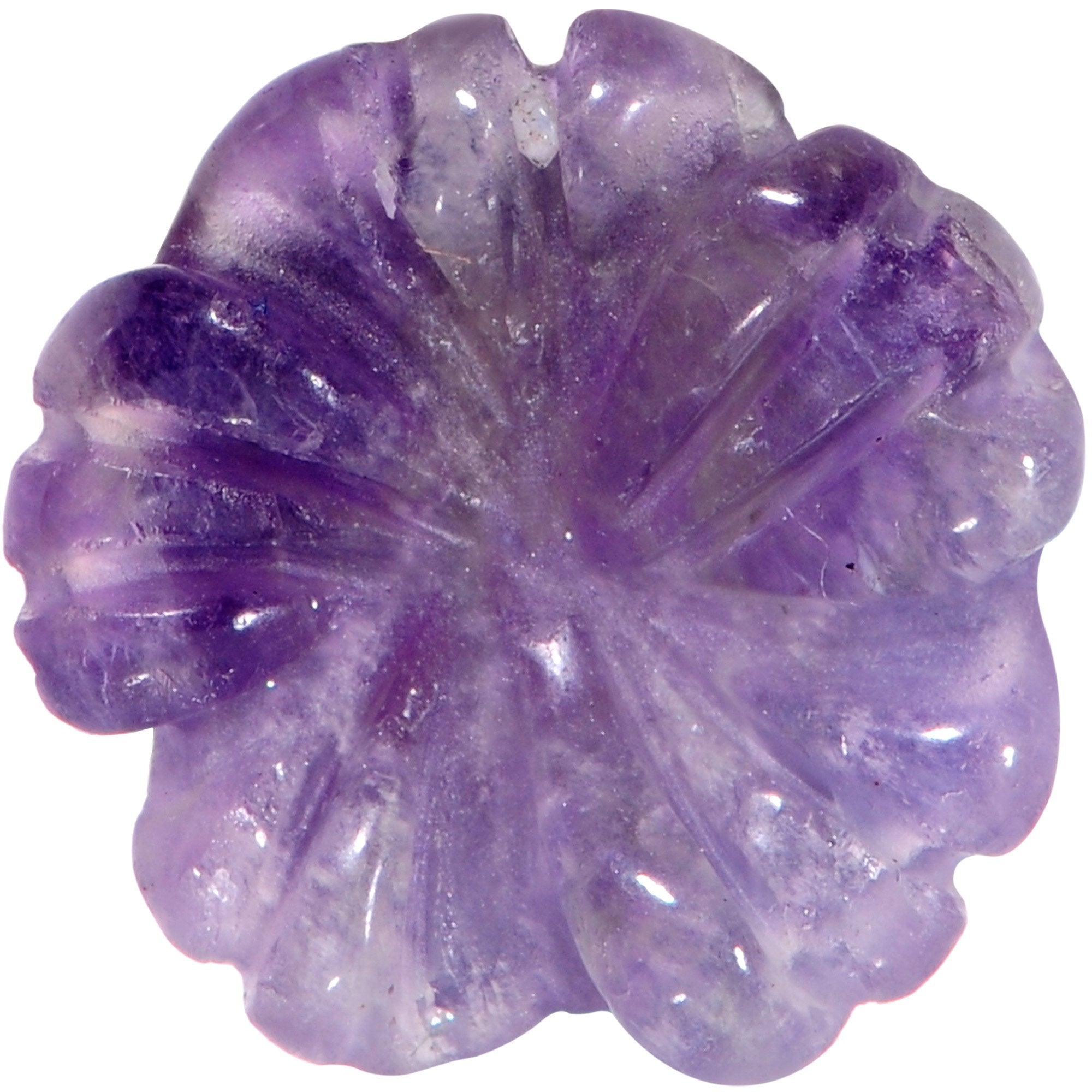 Purple Amethyst Stone Tropical Flower Single Flare Plug Set 6mm to 25mm