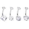 Clear Gem Round Rhombus Heart Star Belly Ring Set of 4
