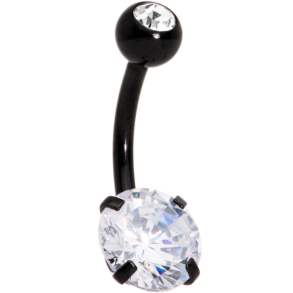 Clear Gem Black Large and Small Gem Belly Ring