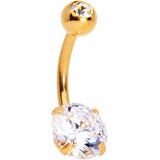 Clear Gem Gold Tone Large and Small Gem Belly Ring