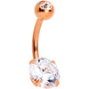 Clear Gem Rose Gold Tone Large and Small Gem Belly Ring