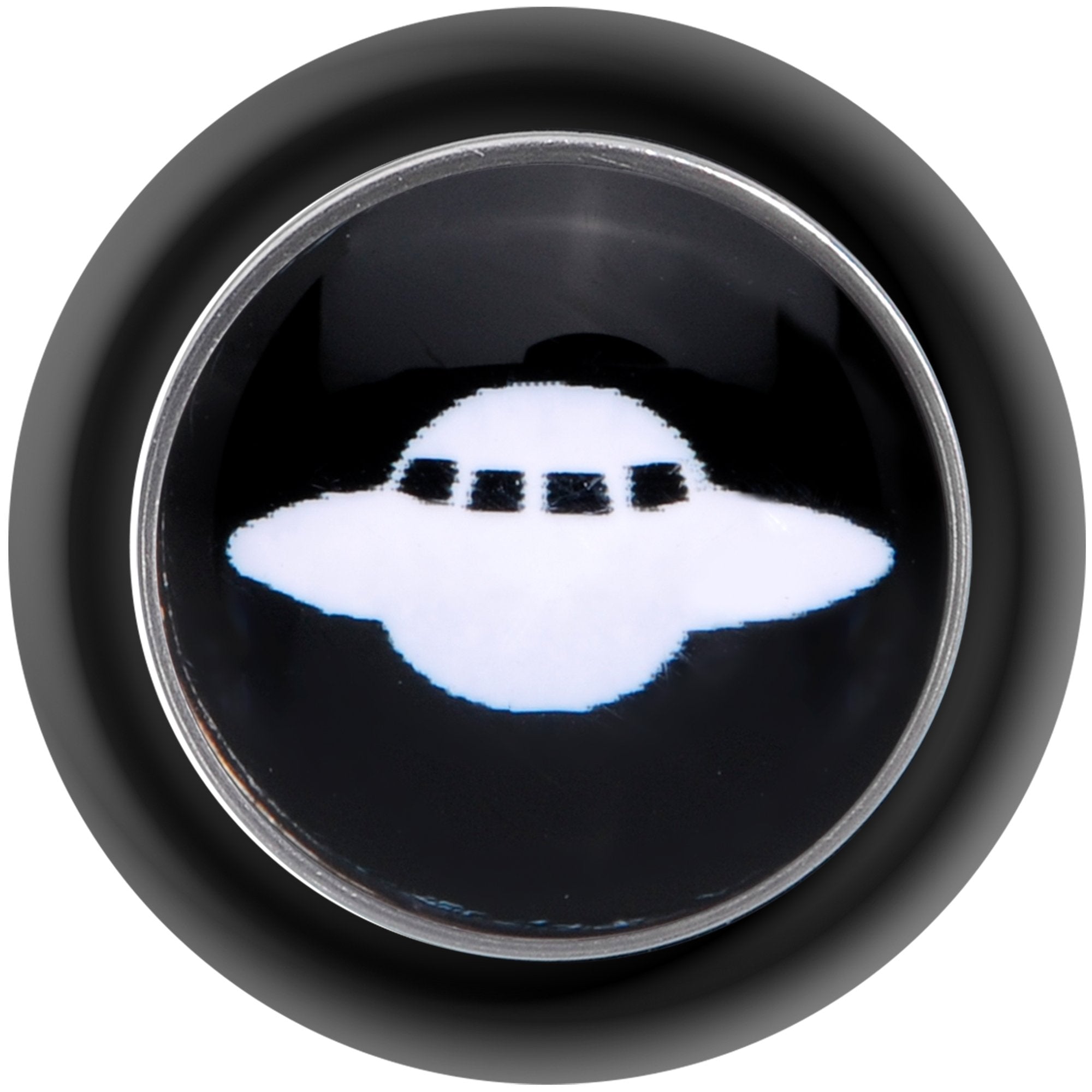 Black White Spaceship UFO Cheater Plug