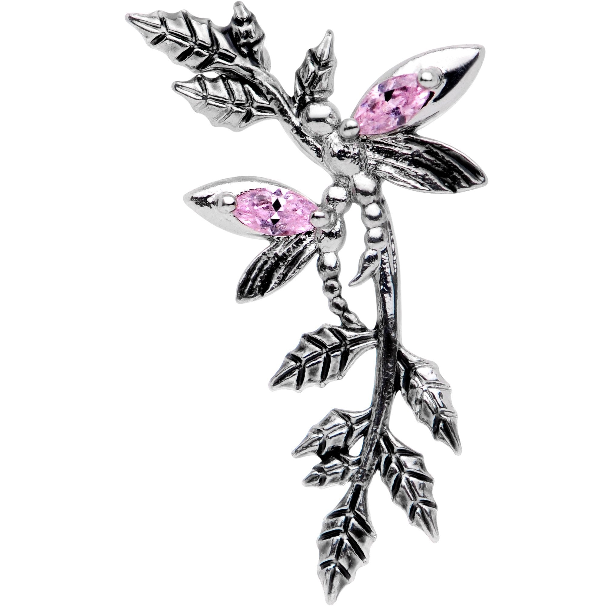 16G 1/4 Pink Gem Sprig of Springtime Left Ear Cartilage Earring