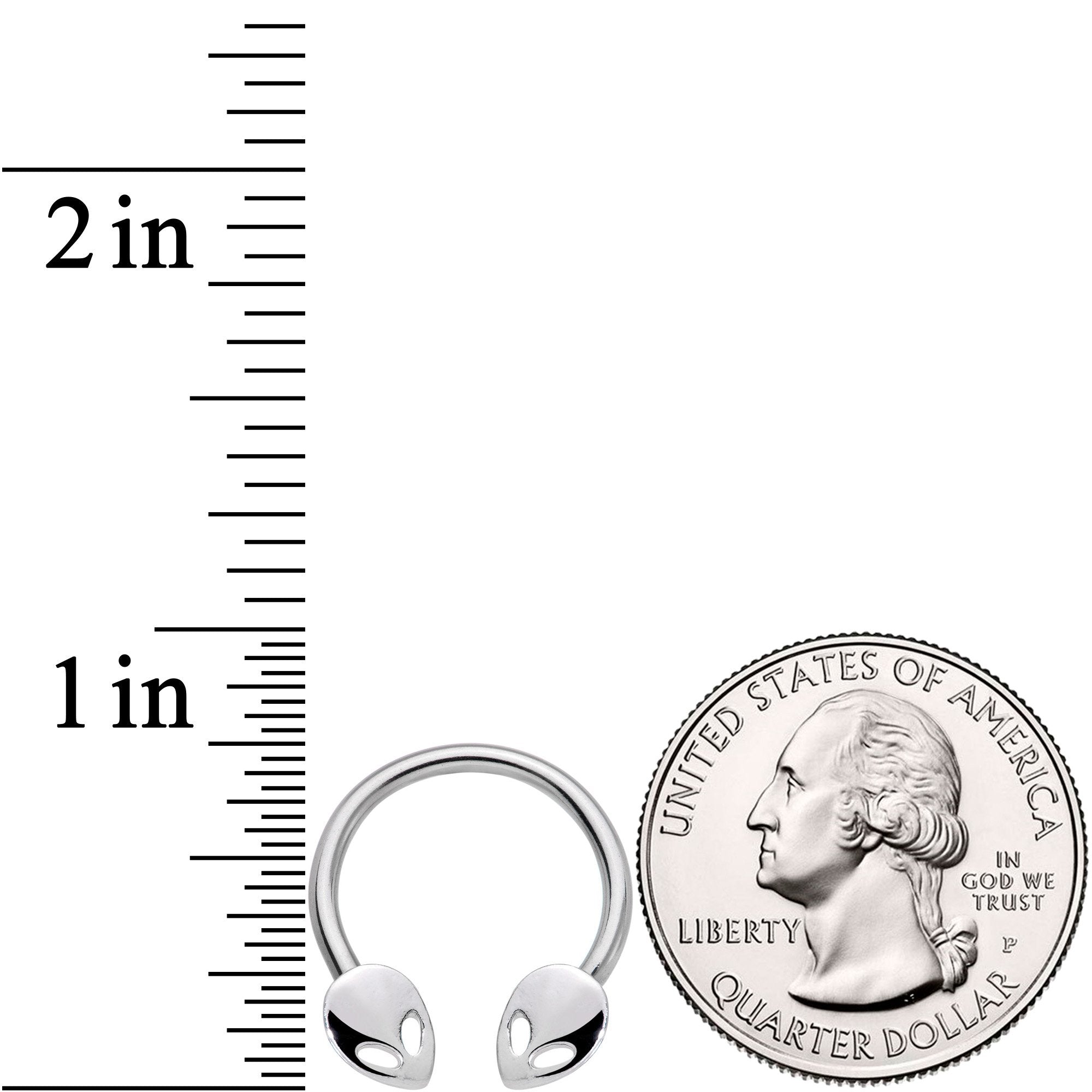 14G 13mm Outer Space Aliens Horseshoe Nipple Ring Set