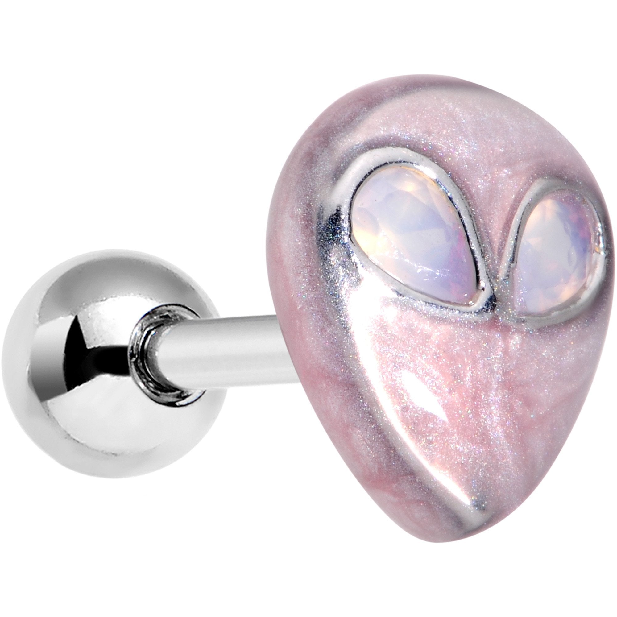 16G 1/4 White Synthetic Opal Alien Tragus Cartilage Earring