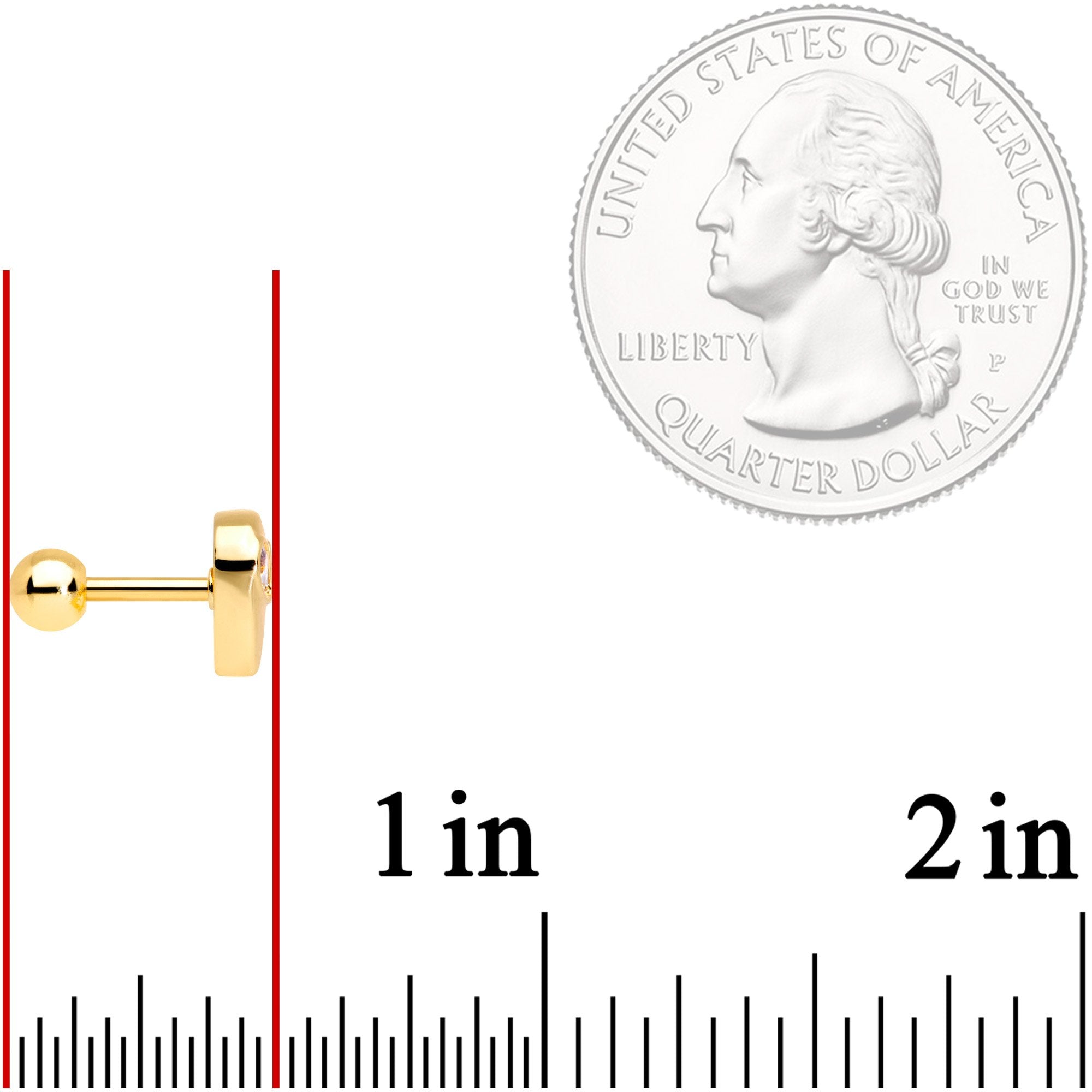 16G 1/4 Clear Gem Gold Tone Space Alien Cartilage Tragus Earring