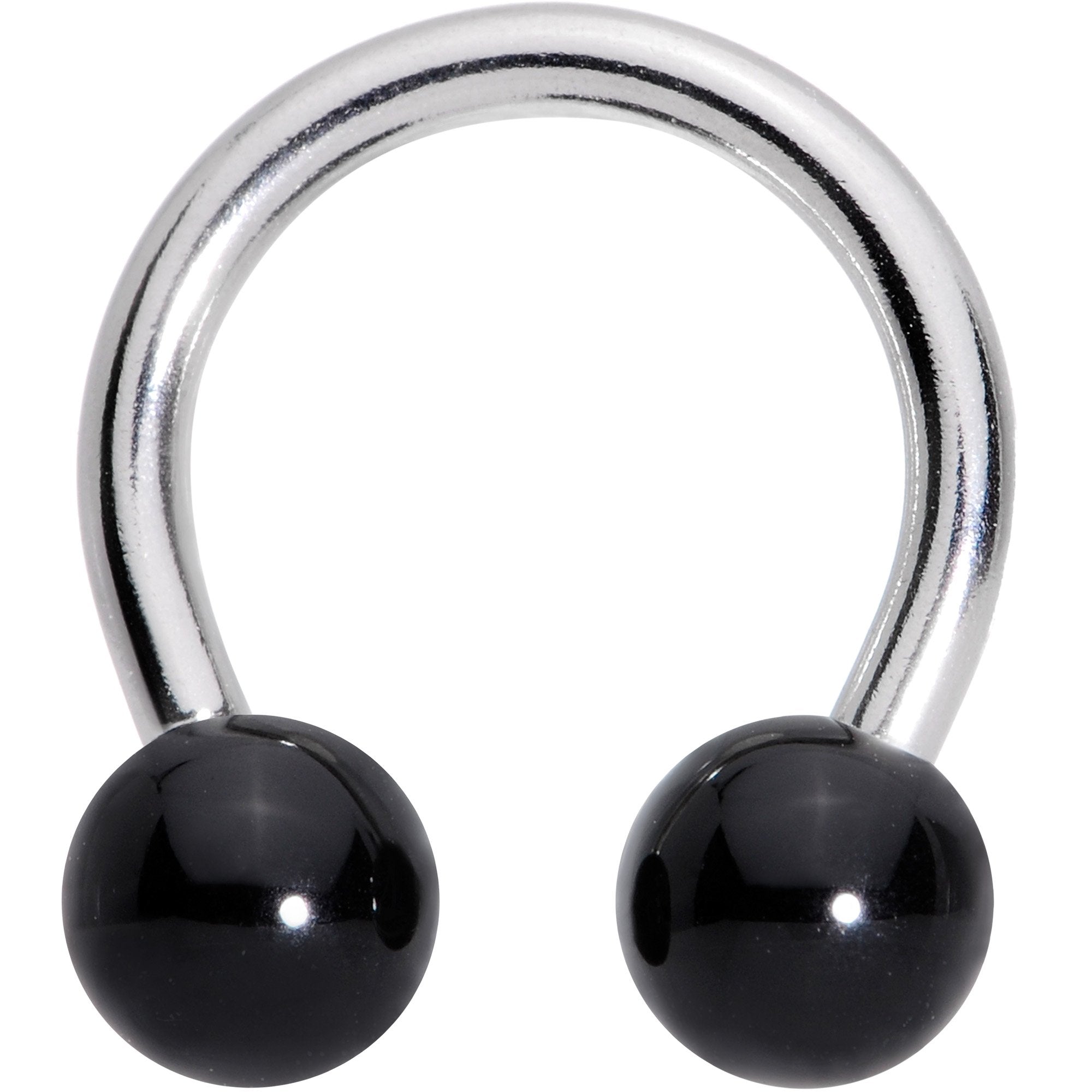 14G 3/8 Black Acrylic Ball Horseshoe Circular Barbell