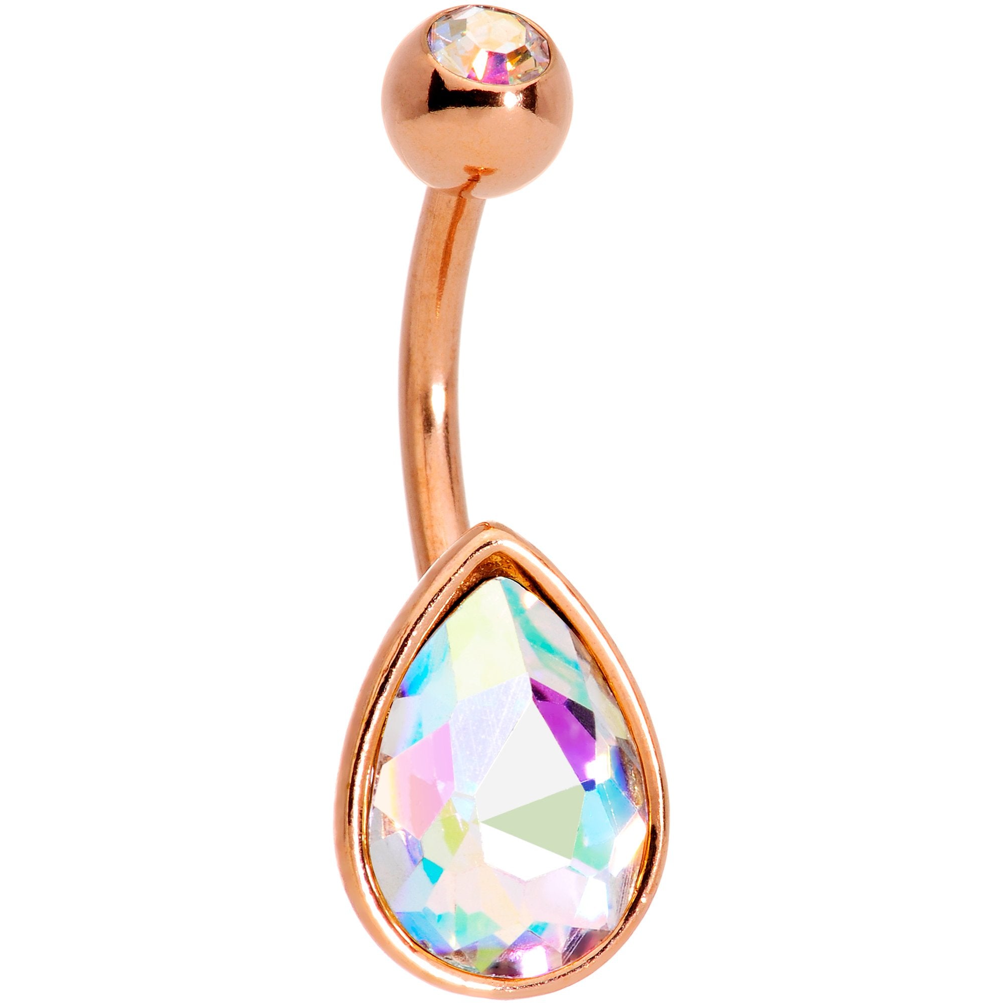 Color Gem Rose Gold Tone Drop Glamour Belly Ring Set of 5