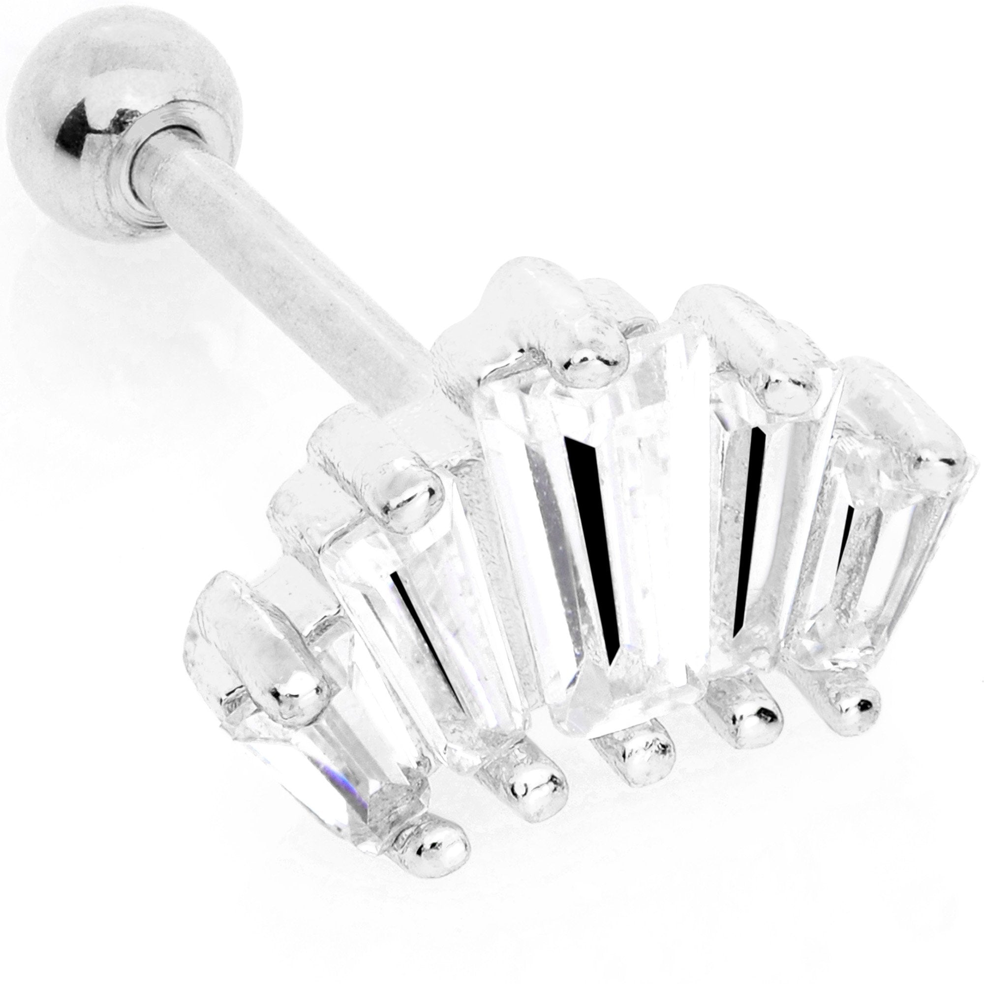 18G 5/16 Clear CZ Crown Cartilage Tragus Earring