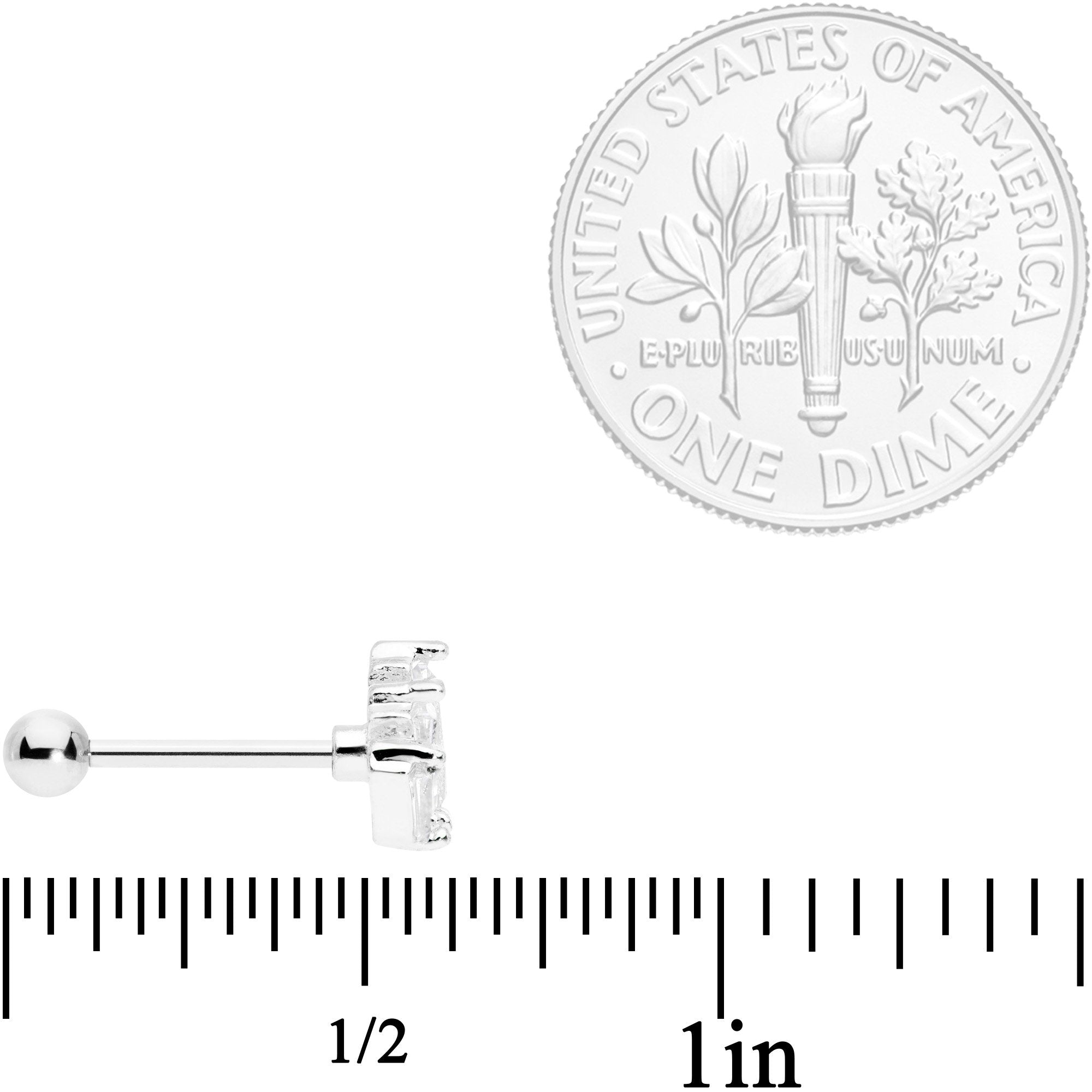 18G 5/16 Clear CZ Crown Cartilage Tragus Earring