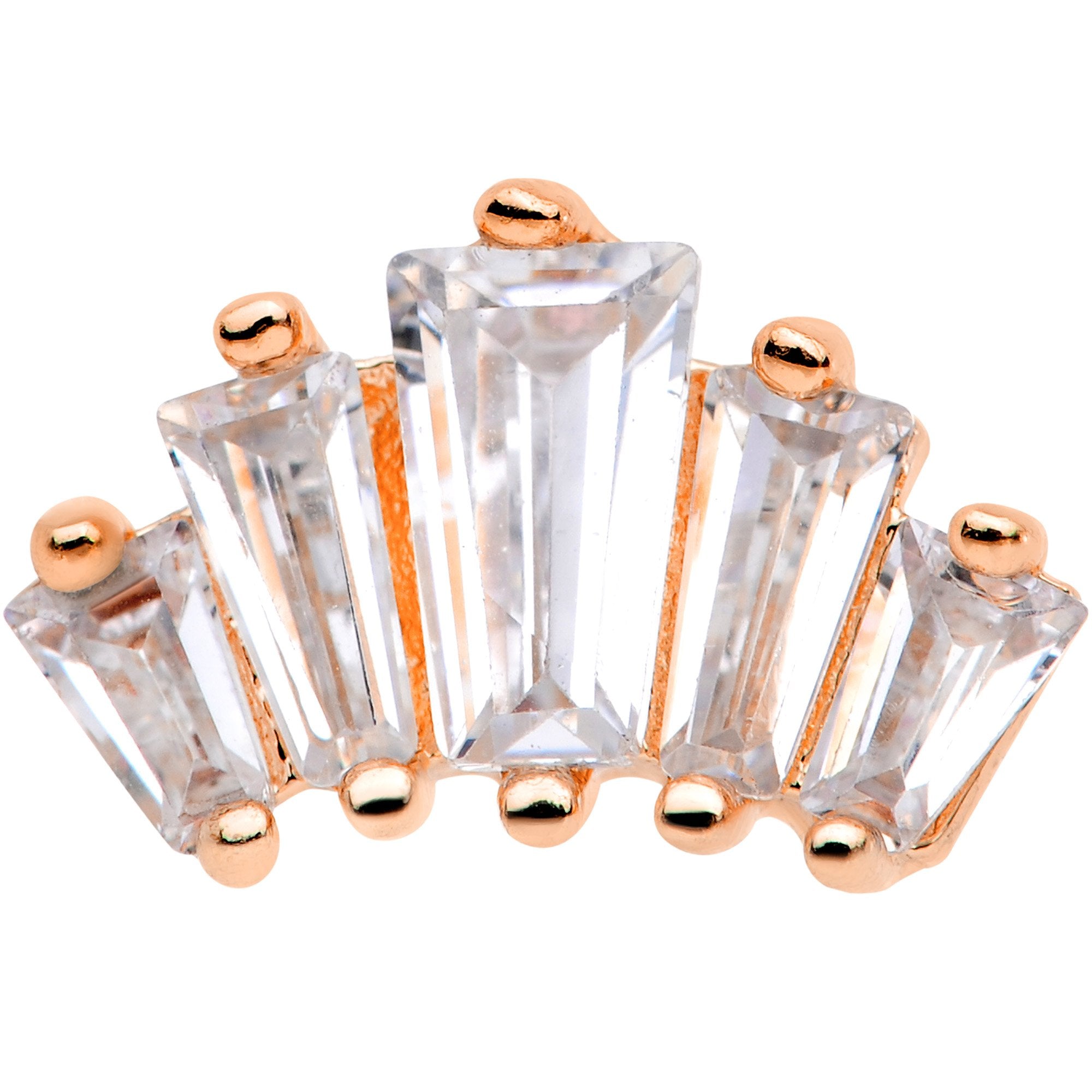 18G 5/16 Clear CZ Rose Gold Tone Crown Cartilage Tragus Earring