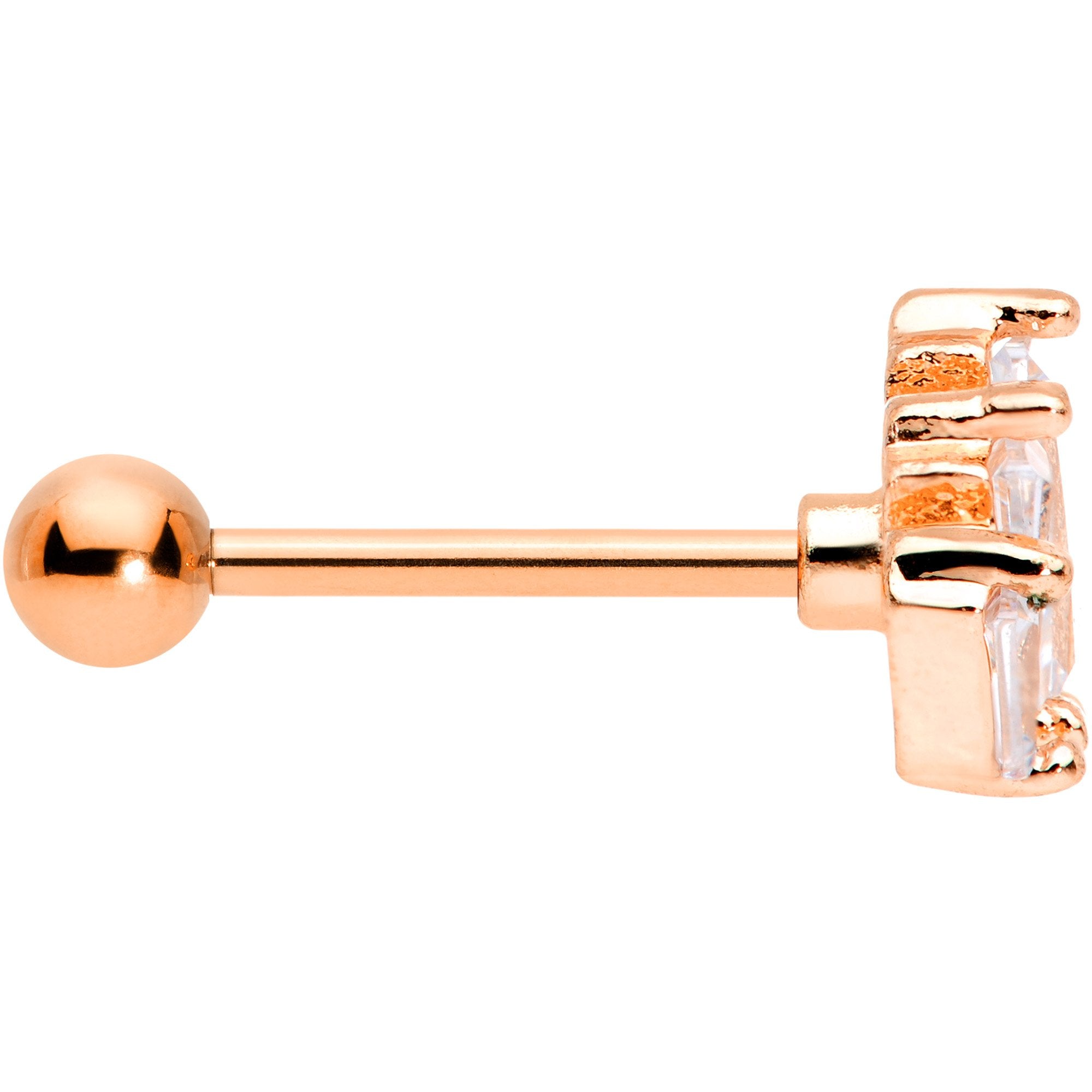 18G 5/16 Clear CZ Rose Gold Tone Crown Cartilage Tragus Earring