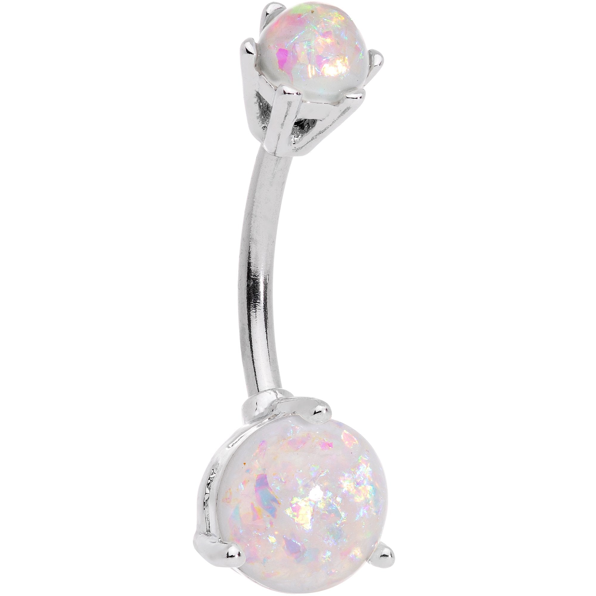 White Faux Opal Simply Gems Belly Ring