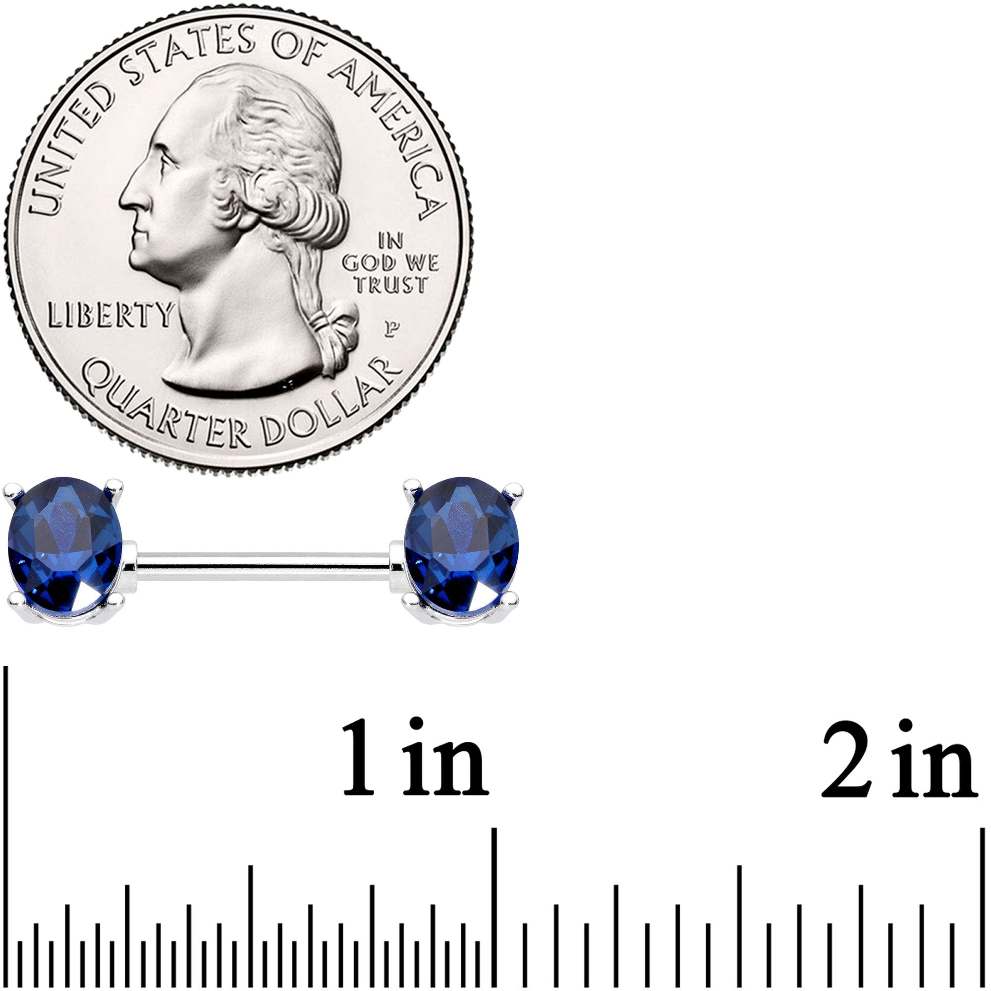 14G 9/16 Blue Gem Midnight Glamour Barbell Nipple Ring Set