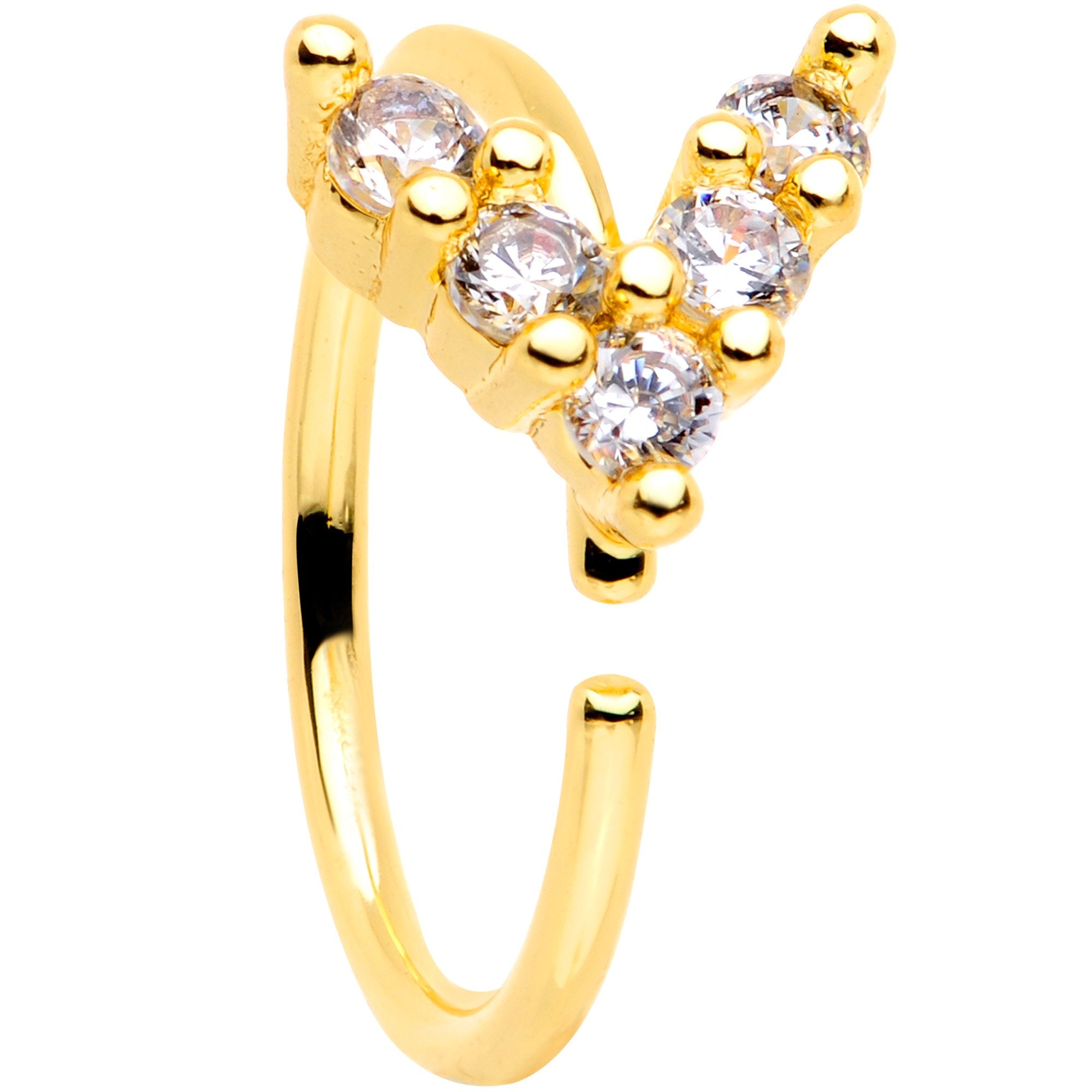 20G 5/16 Clear CZ Gem Gold Tone Arrowhead Seamless Circular Ring