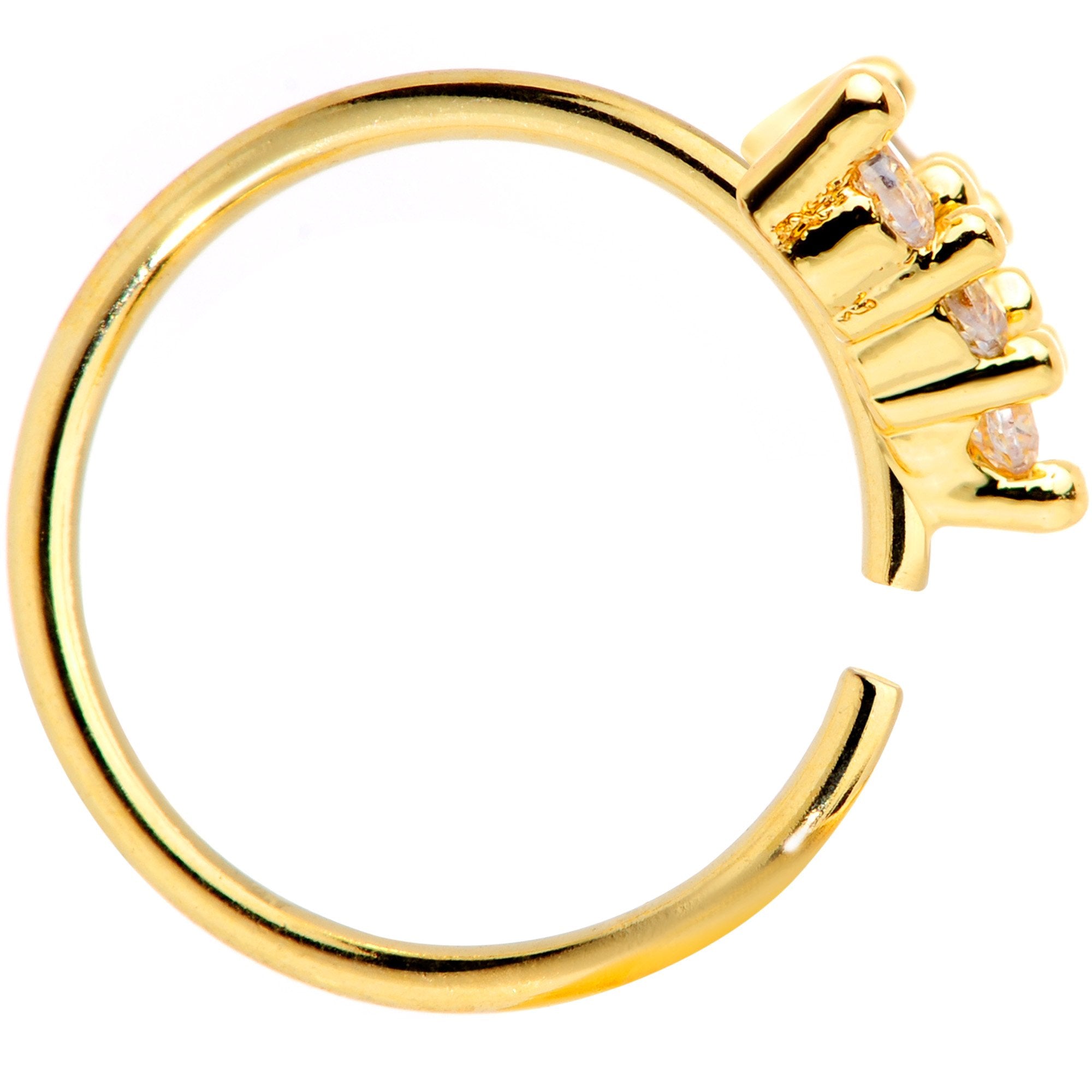 20G 5/16 Clear CZ Gem Gold Tone Arrowhead Seamless Circular Ring