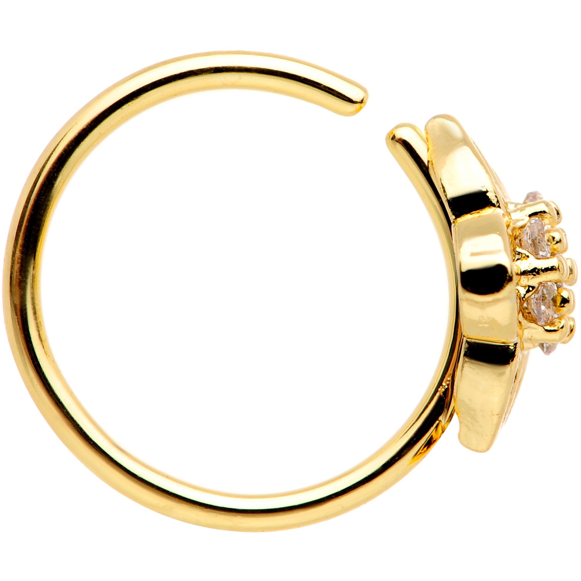 20G 5/16 Clear CZ Gem Gold Tone Emblem Seamless Circular Ring