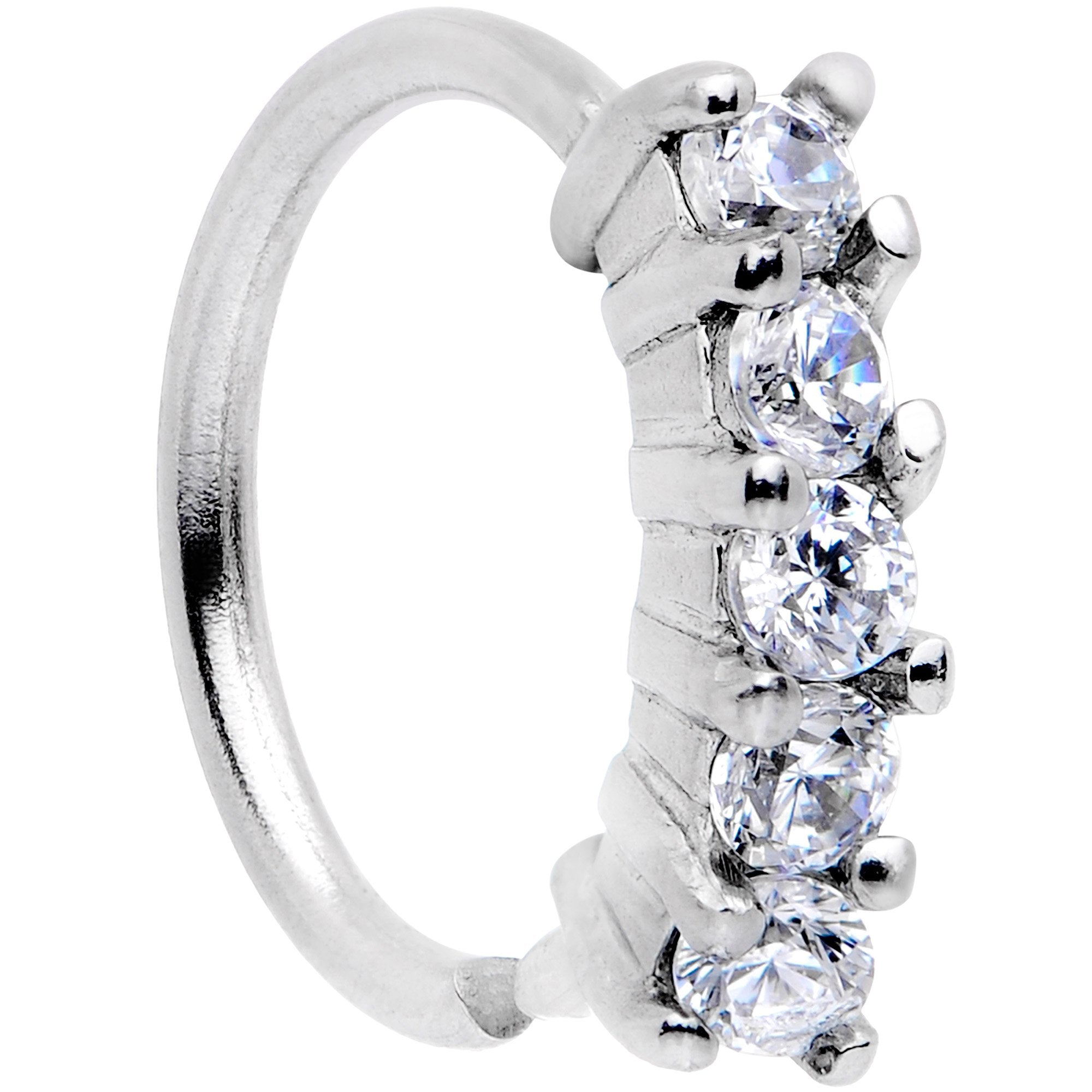 18G 5/16 Clear CZ Gem Crowning Glory Seamless Circular Ring