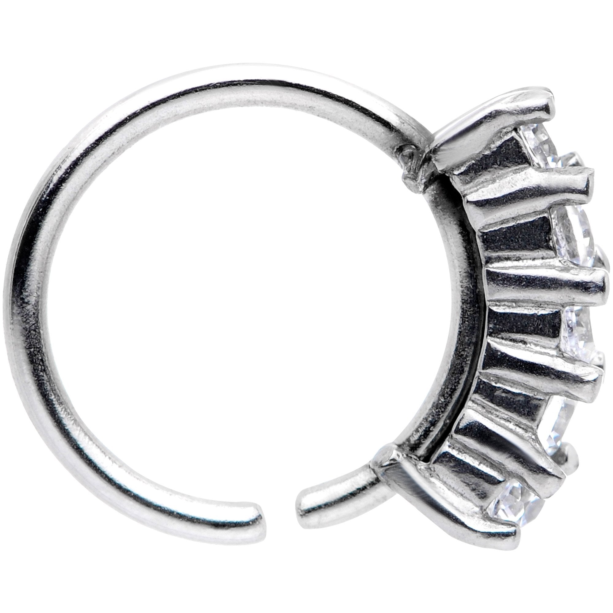 18G 5/16 Clear CZ Gem Crowning Glory Seamless Circular Ring