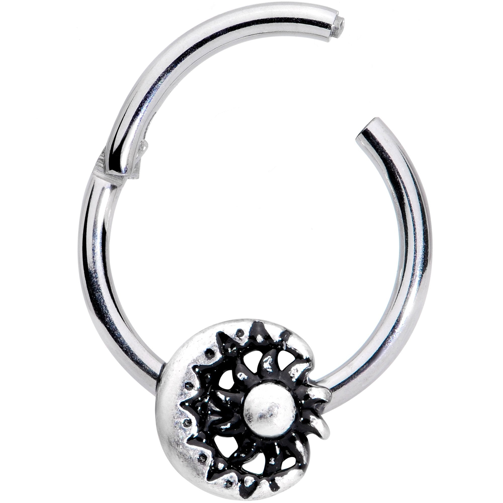 16G 3/8 Moon Cradling the Sun Hinged Segment Ring